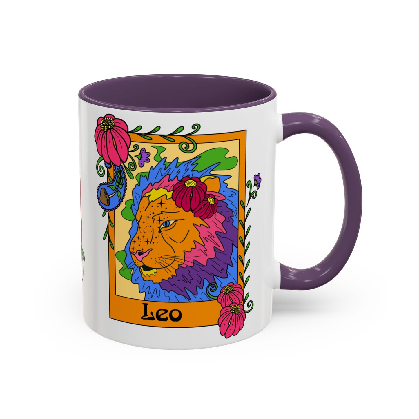 Leo star sign mug, Lion zodiac astrology coffee cup, Horoscope birthday gift mug, Bold retro colourful Design ceramic mug