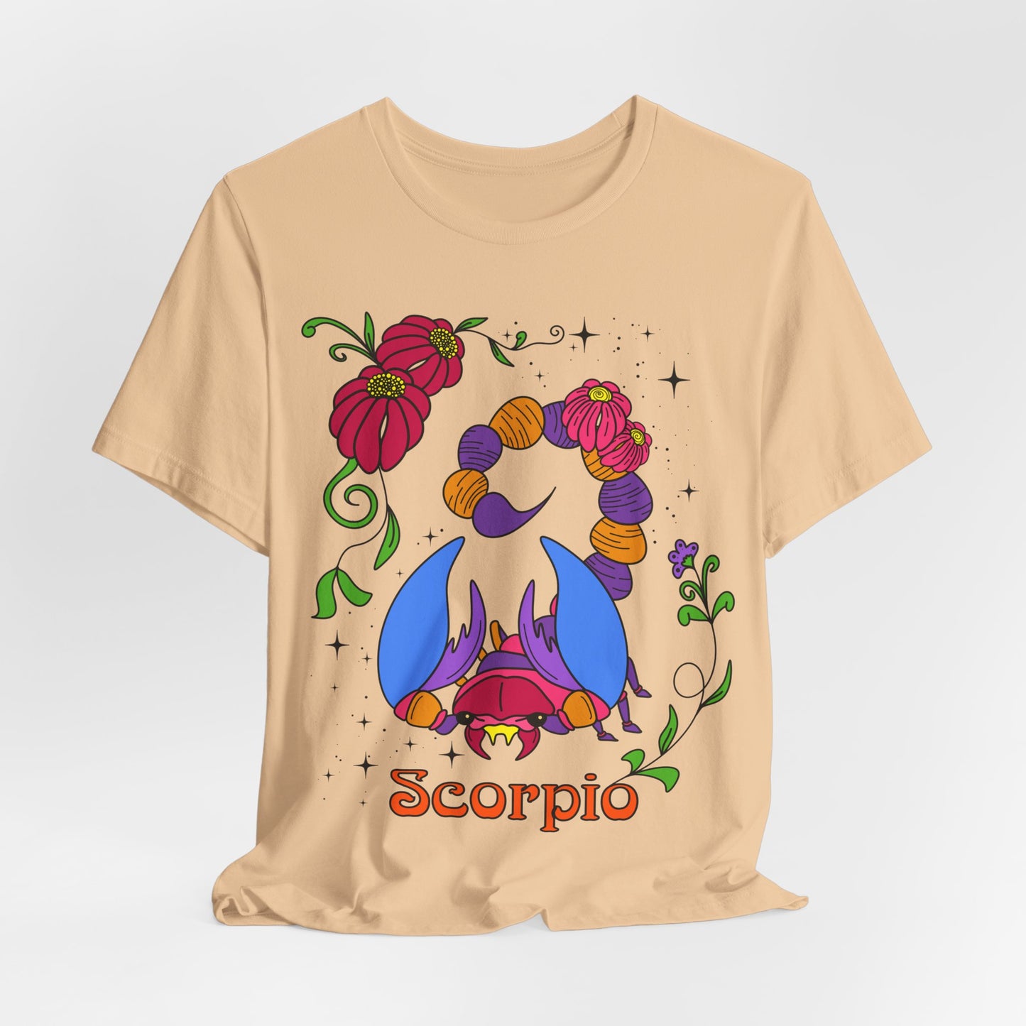 Scorpio star sign T-Shirt, Scorpion zodiac astrology top, Horoscope birthday gift Tee, Bold retro colourful Design tshirt