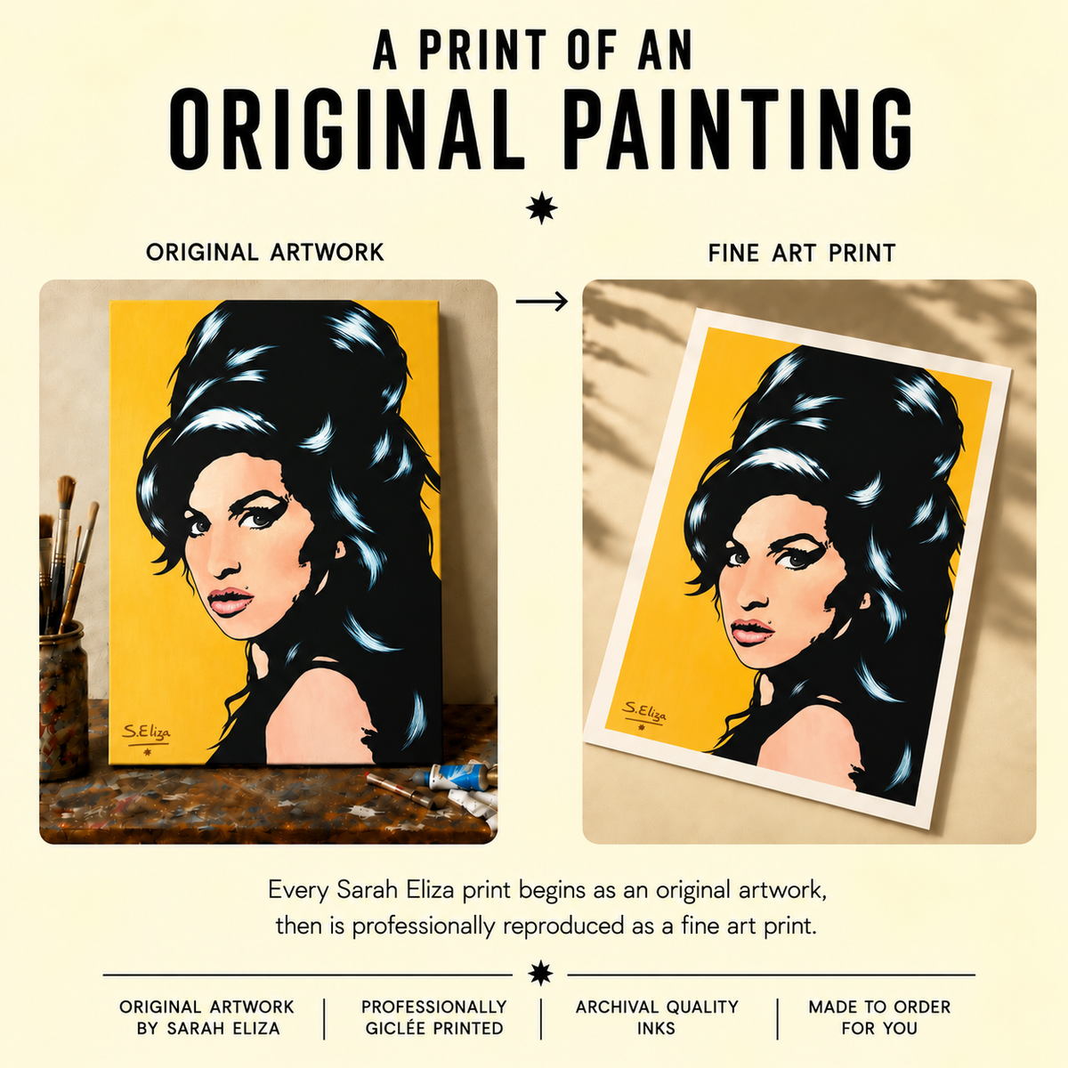 Amy Winehouse - Retro 00s Graphic Pop Art Portrait Print