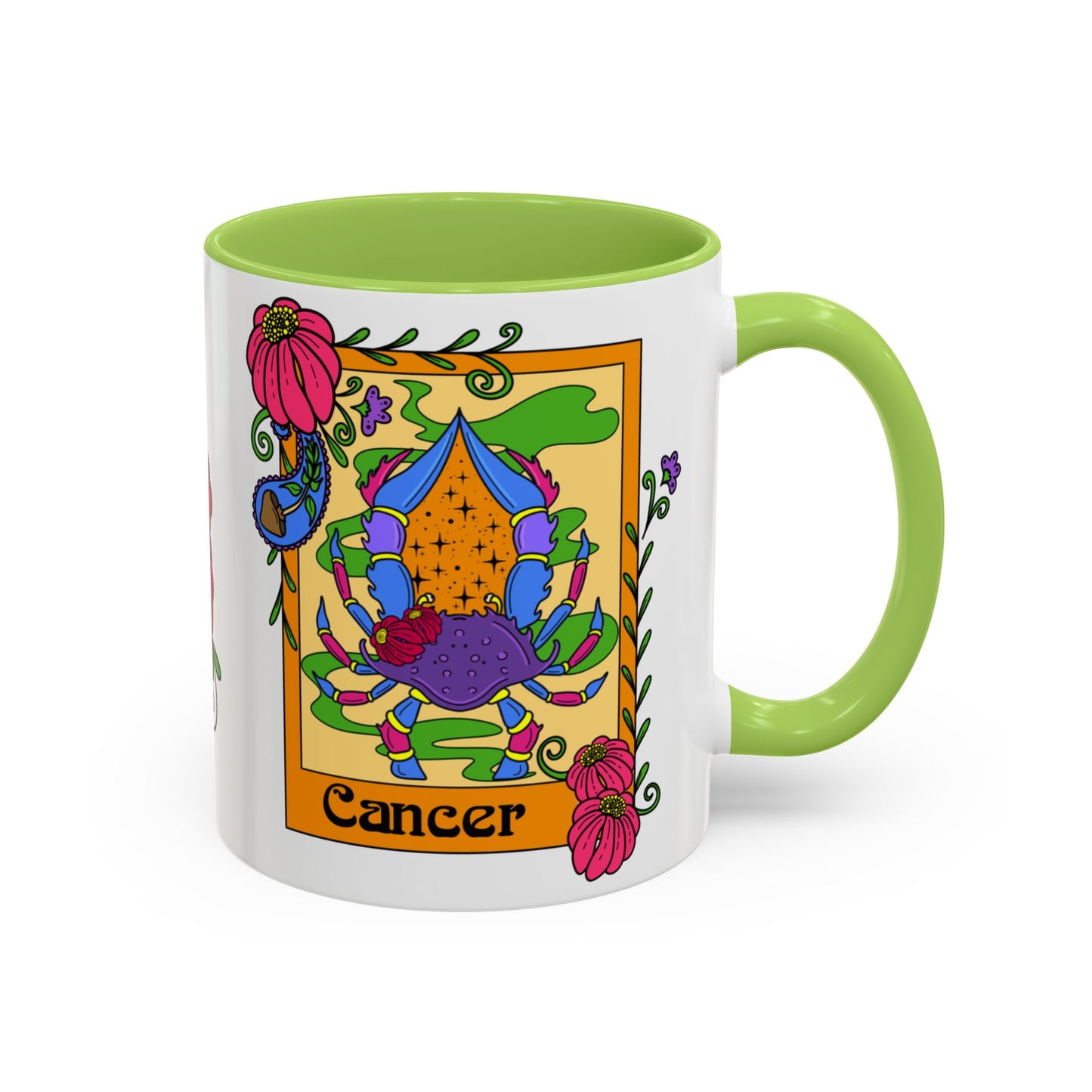 Cancer star sign mug, Crab zodiac astrology coffee cup, Horoscope birthday gift mug, Bold retro colourful Design ceramic mug