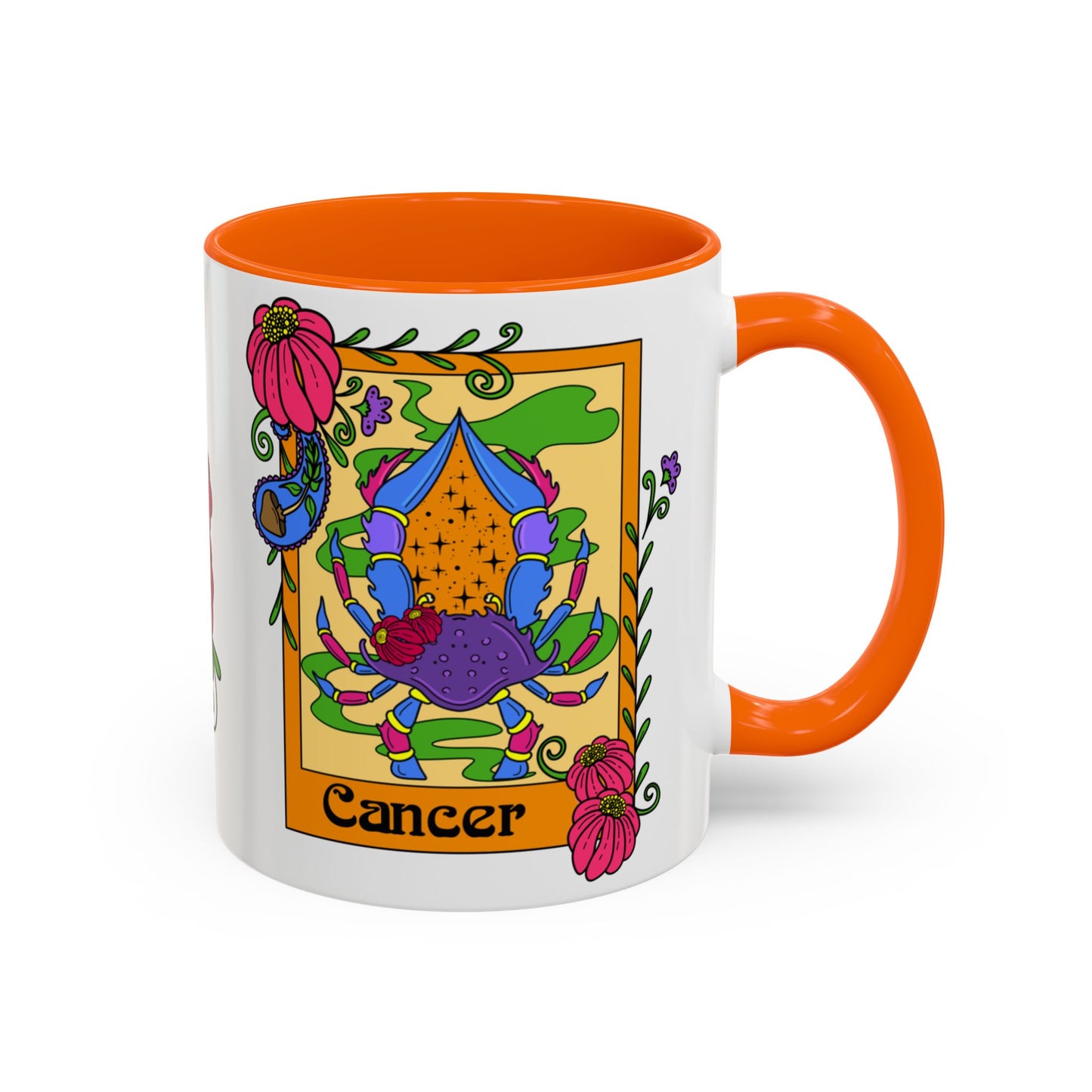 Cancer star sign mug, Crab zodiac astrology coffee cup, Horoscope birthday gift mug, Bold retro colourful Design ceramic mug