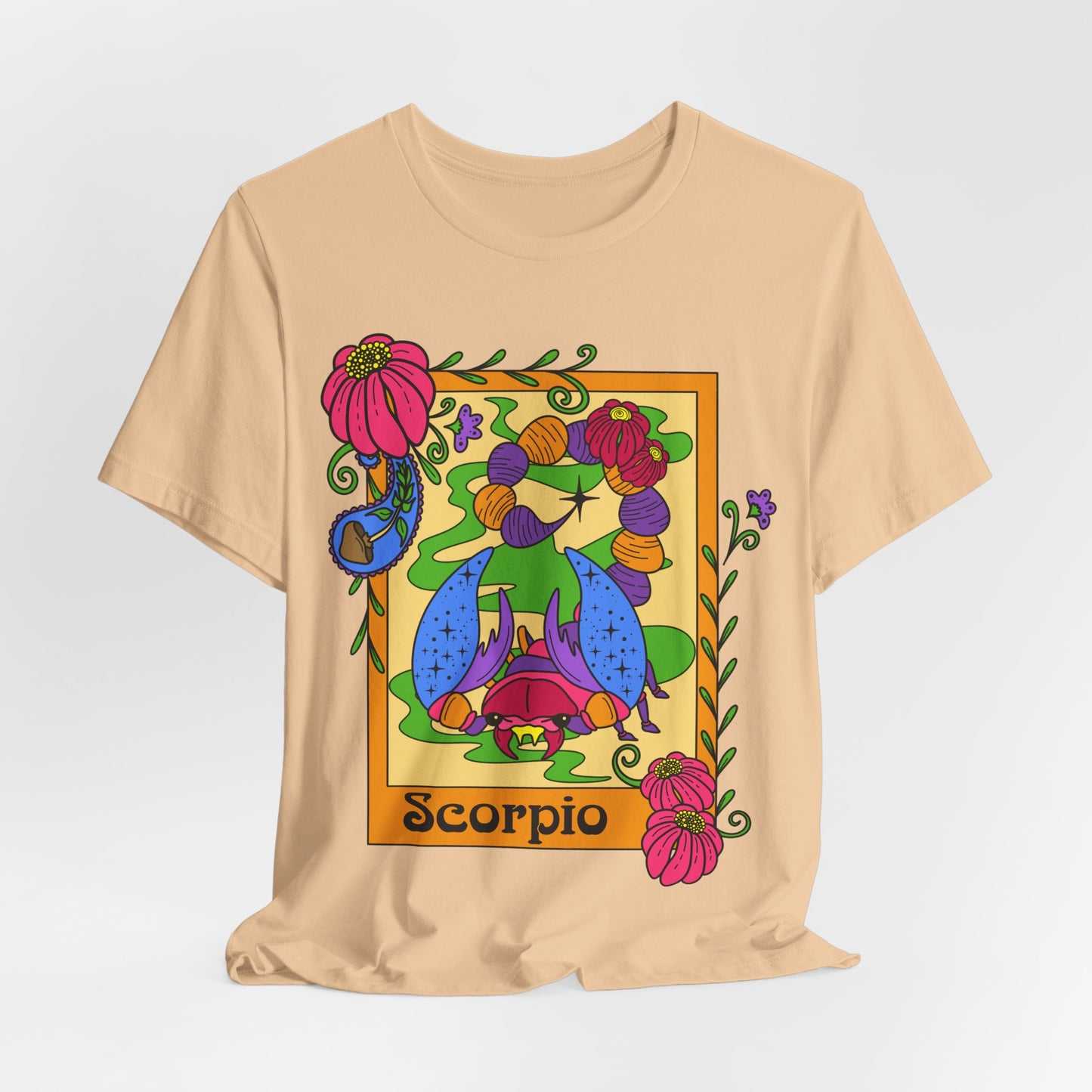 Scorpio star sign T-Shirt, Scorpion zodiac astrology top, Horoscope birthday gift Tee, Bold retro colourful Design tshirt