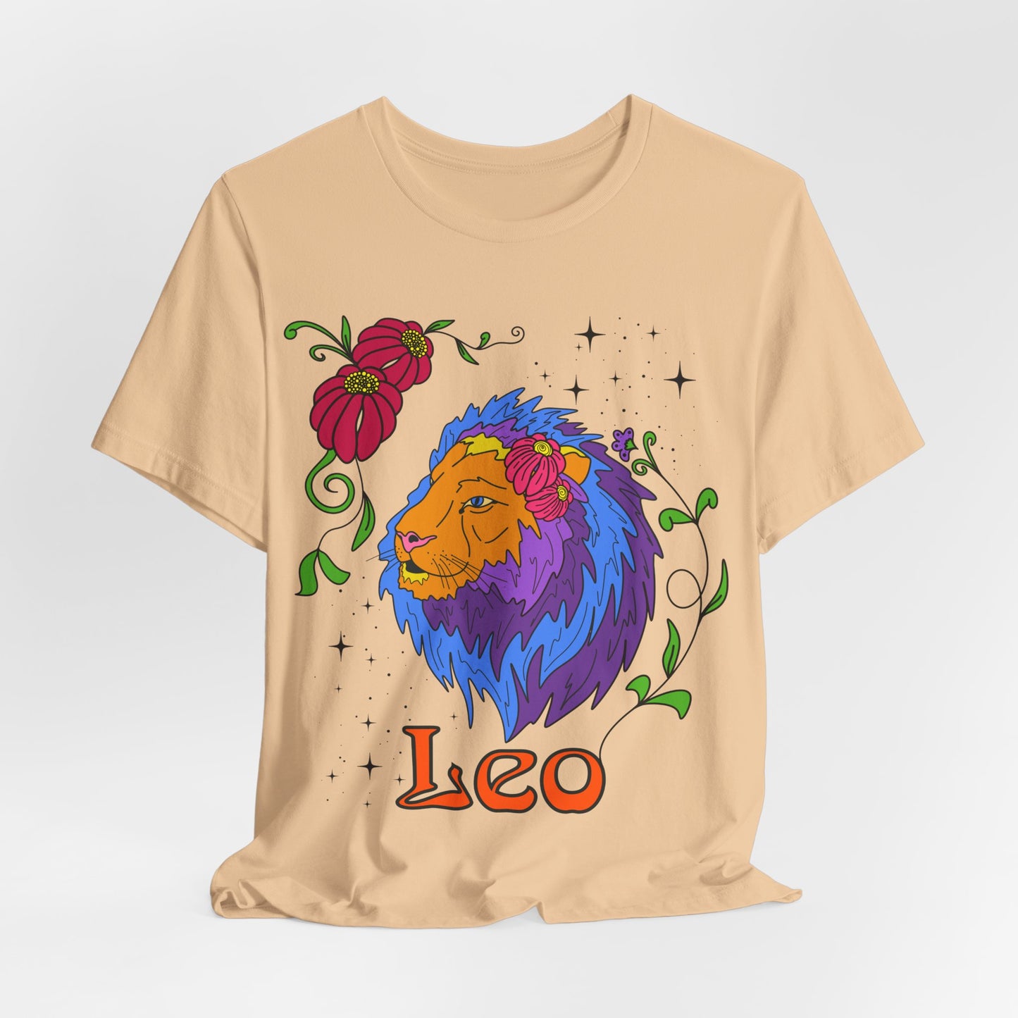 Leo star sign T-Shirt, Lion zodiac astrology top, Horoscope birthday gift Tee, Bold retro colourful Design tshirt