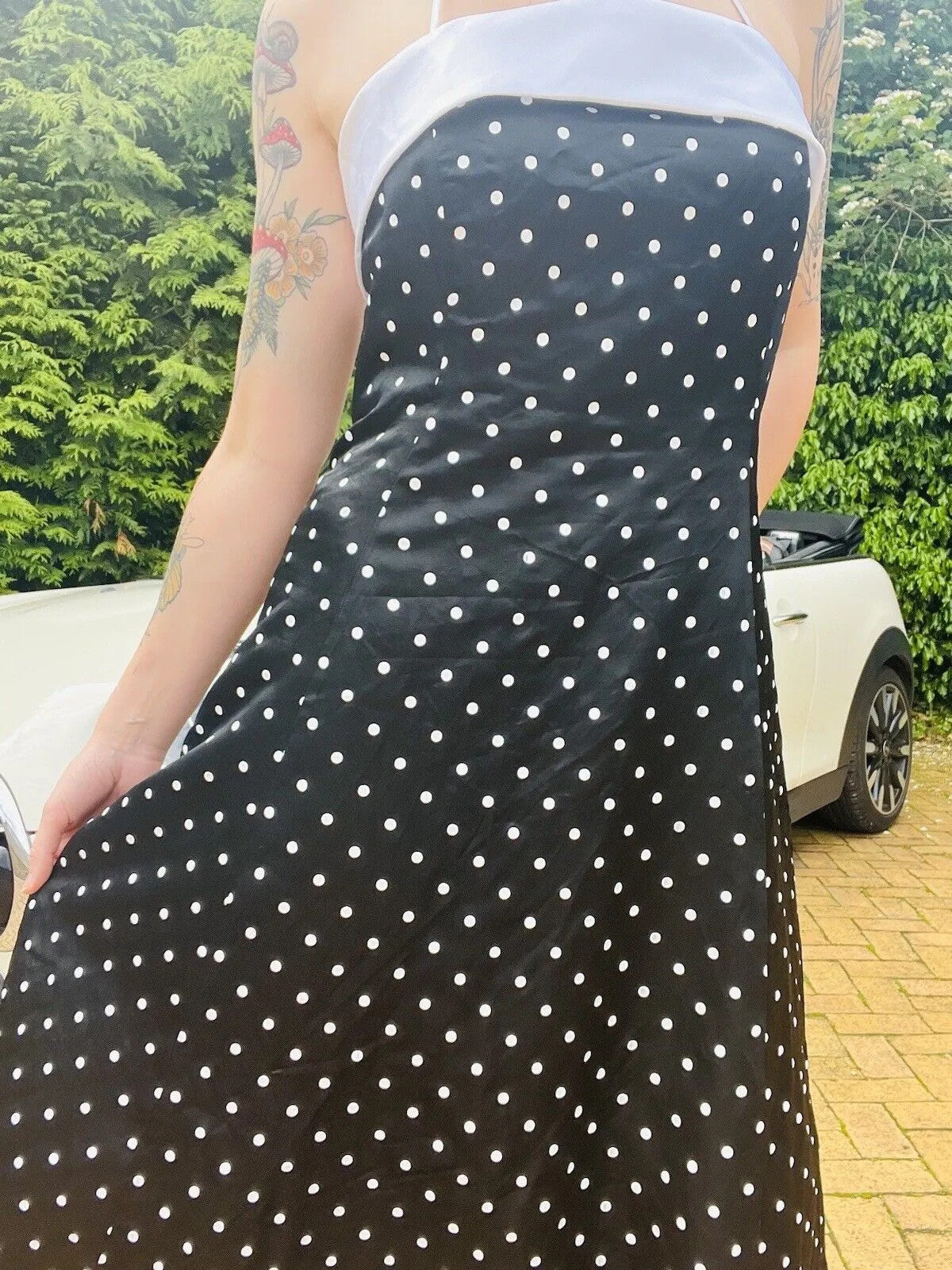 Vintage 80s Cocktail Dress Black Size 10 M By Your Sixth Sense polkadot midi