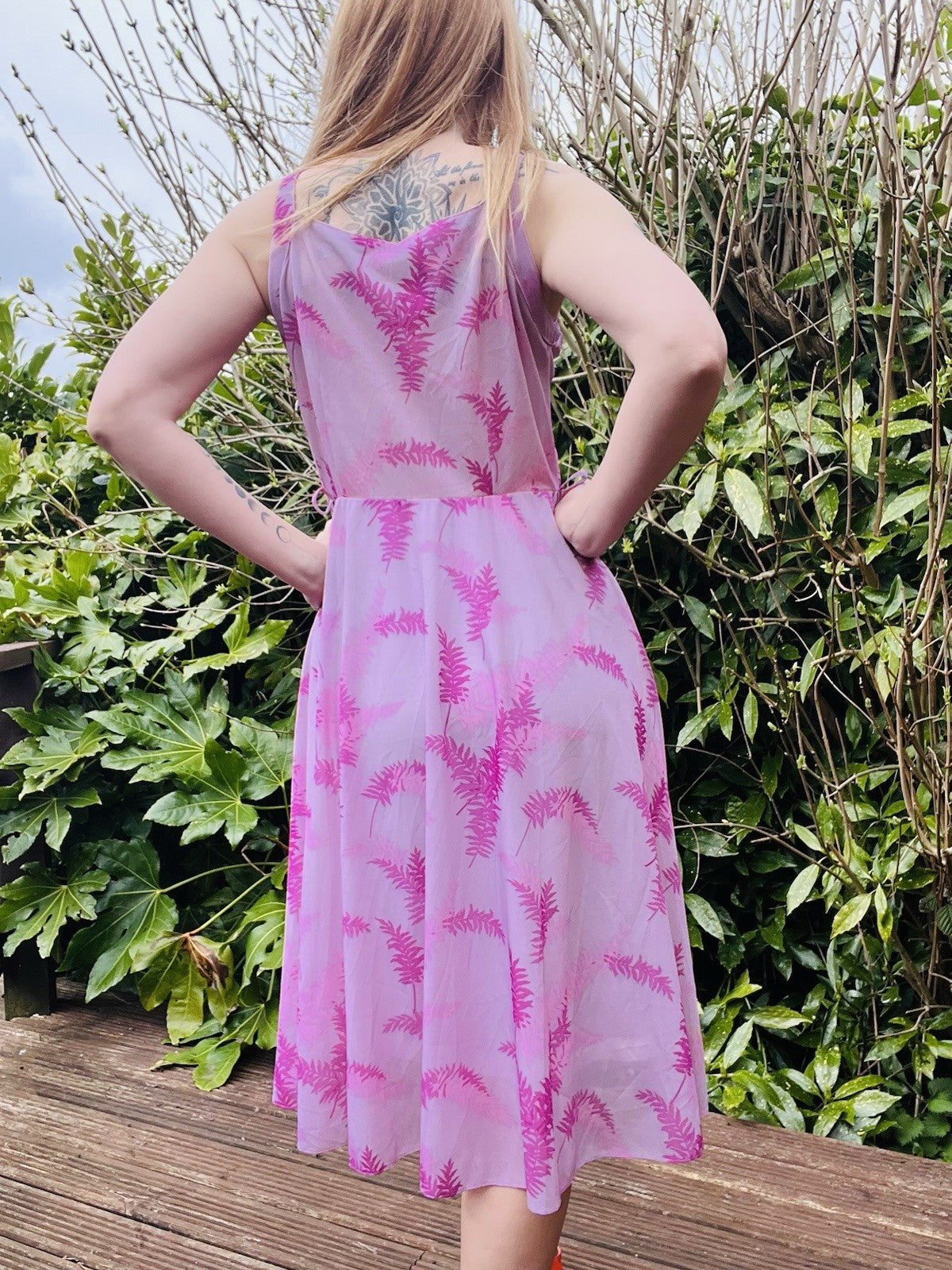 Vintage 1970s Summer Dress Sheer Bustier Sleeveless Pink Midi Dress Size 14