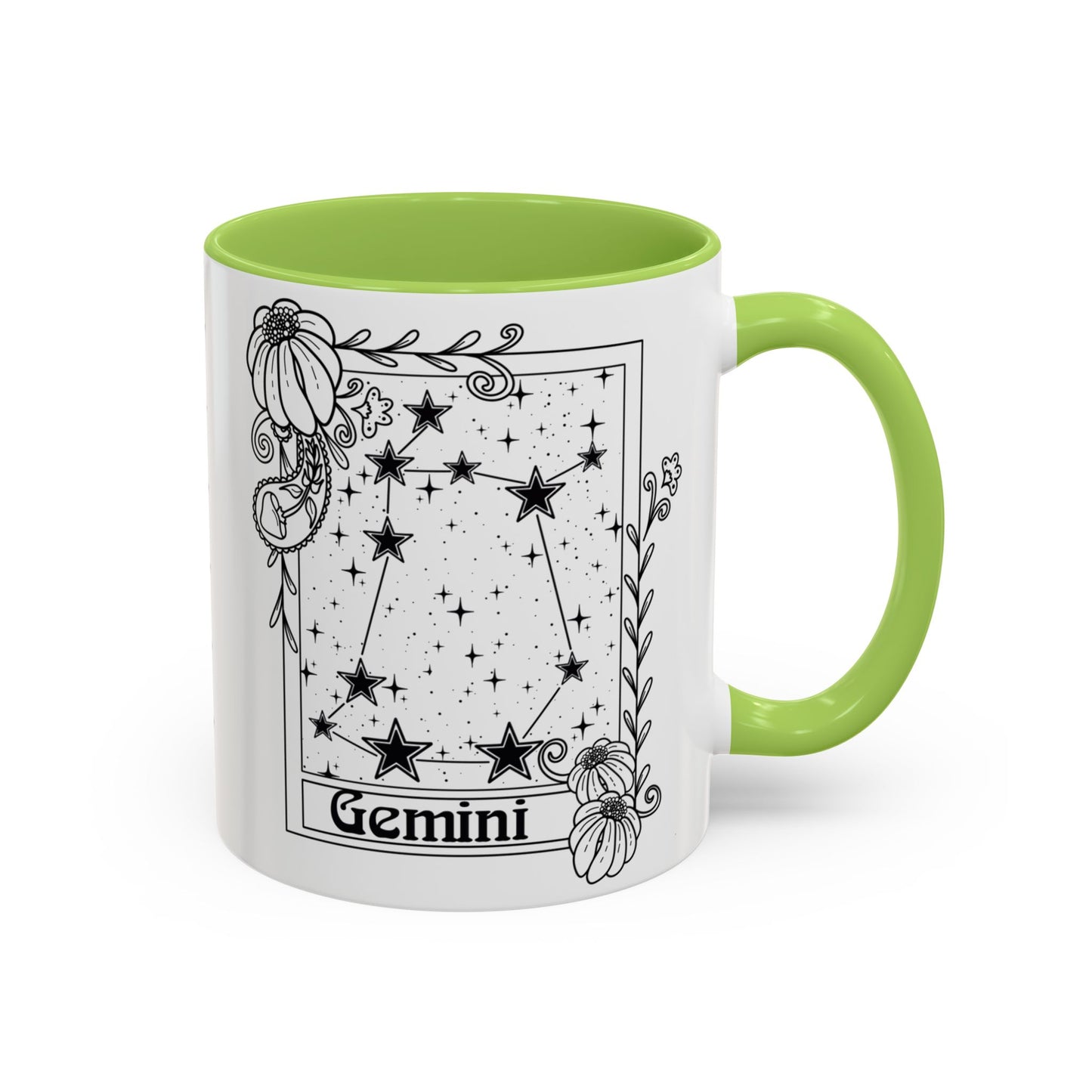 Gemini Constellation mug, Zodiac astrology coffee cup, Horoscope birthday gift mug, Star sign tarot card ceramic mug