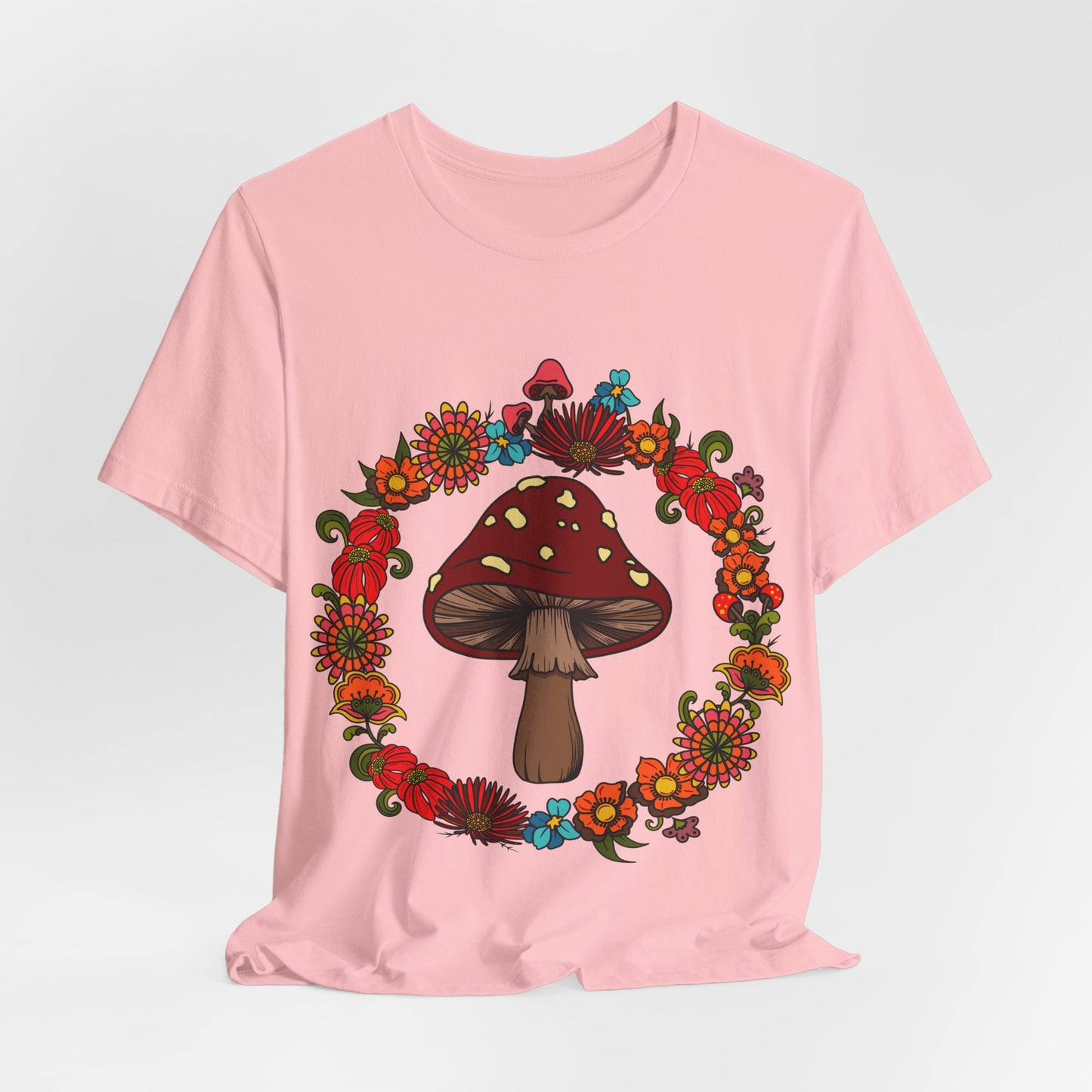 Hippie Floral Mushroom Tshirt, Boho 60s 70s Style top, Retro flower Power Festival Tee