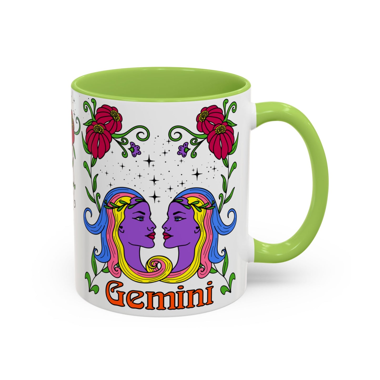 Gemini star sign mug, Twin zodiac astrology coffee cup, Horoscope birthday gift mug, Bold retro colourful Design ceramic mug