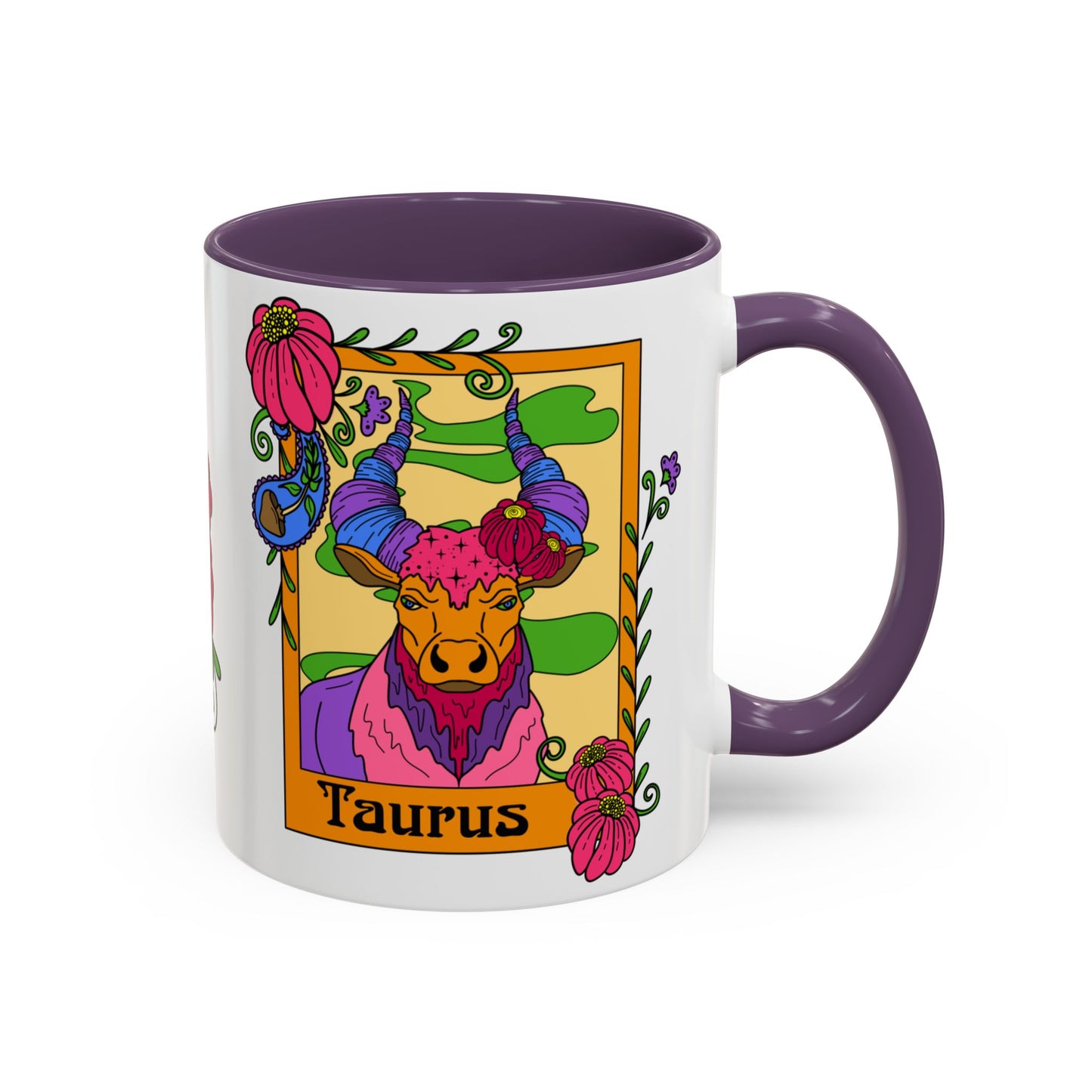 Taurus star sign mug, Bull zodiac astrology coffee cup, Horoscope birthday gift mug, Bold retro colourful Design ceramic mug