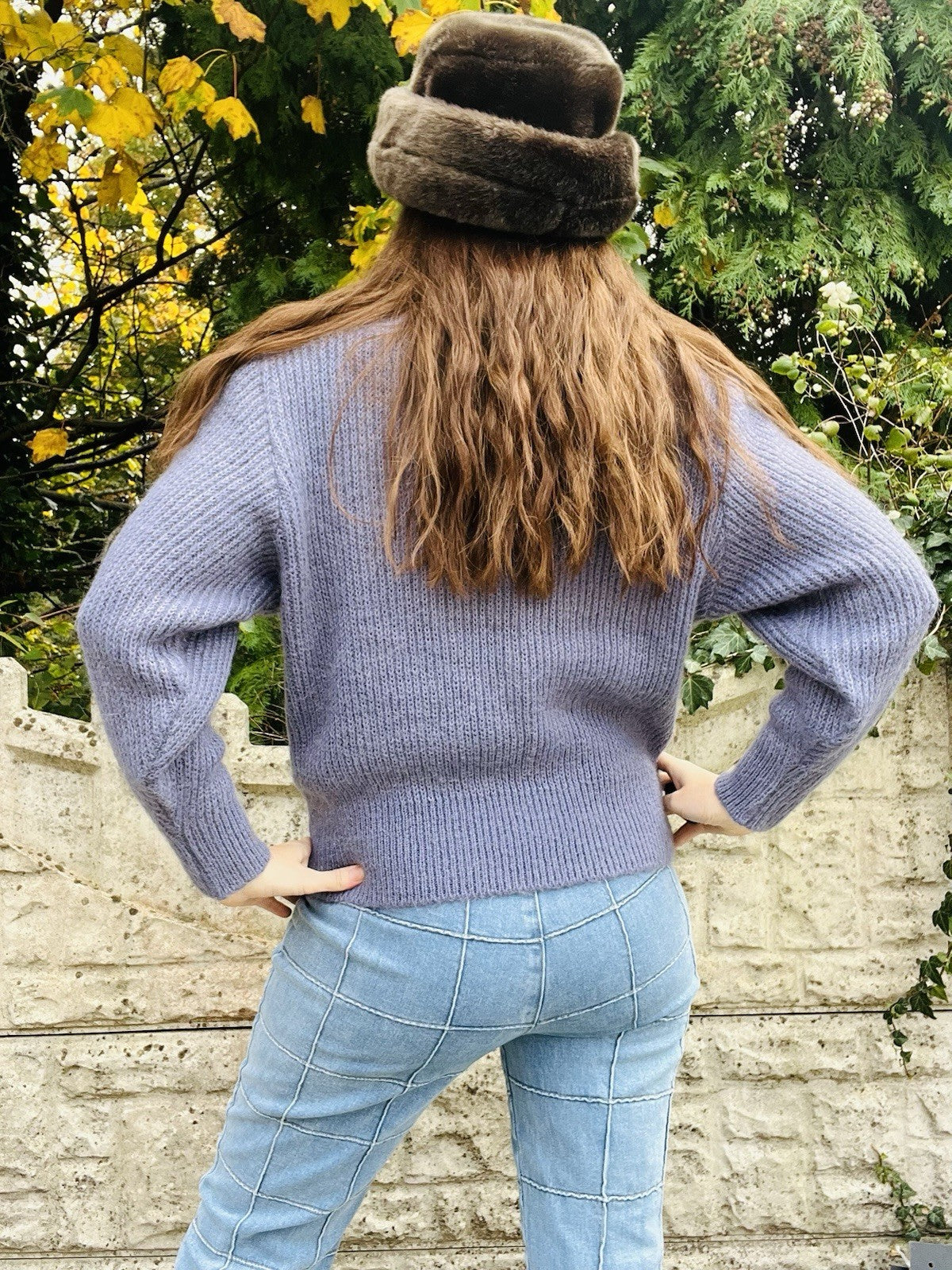 1980s Knit Cardigan Lilac Size 10-12 M True Vintage Lined Winter V Neck Jumper