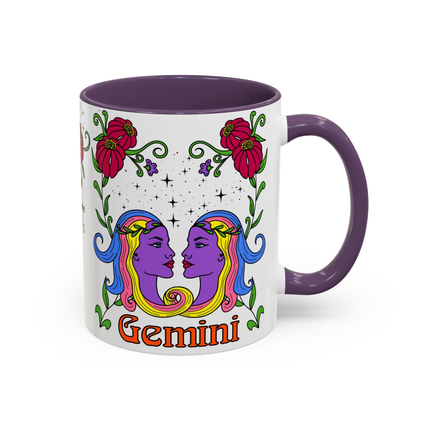 Gemini star sign mug, Twin zodiac astrology coffee cup, Horoscope birthday gift mug, Bold retro colourful Design ceramic mug