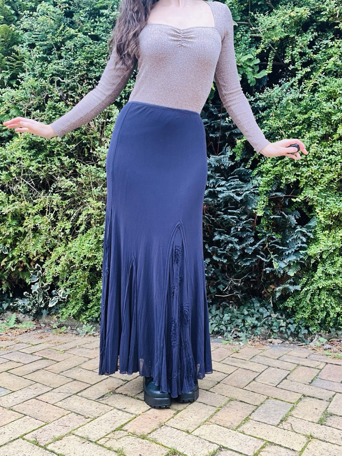 Vintage Y2K Maxi Skirt By Per Una, Whimsigoth Frilly Long Purple Skirt - Size 10