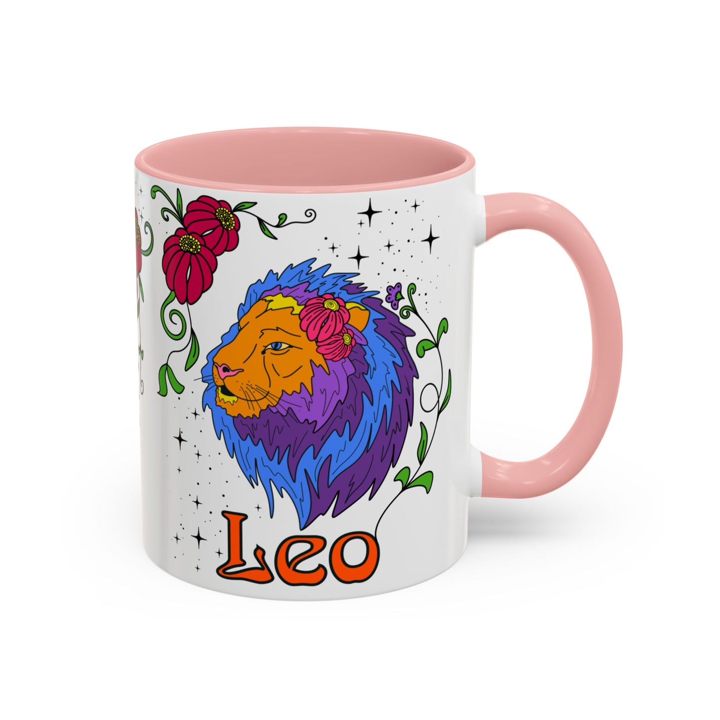 Leo star sign mug, Lion zodiac astrology coffee cup, Horoscope birthday gift mug, Bold retro colourful Design ceramic mug