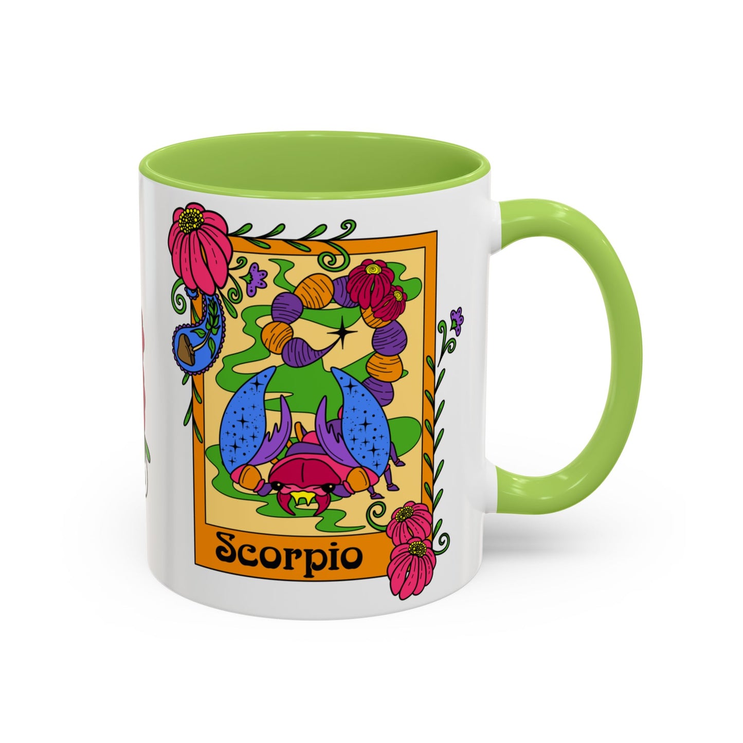 Scorpio star sign mug, Scorpion zodiac astrology coffee cup, Horoscope birthday gift mug, Bold retro colourful Design ceramic mug