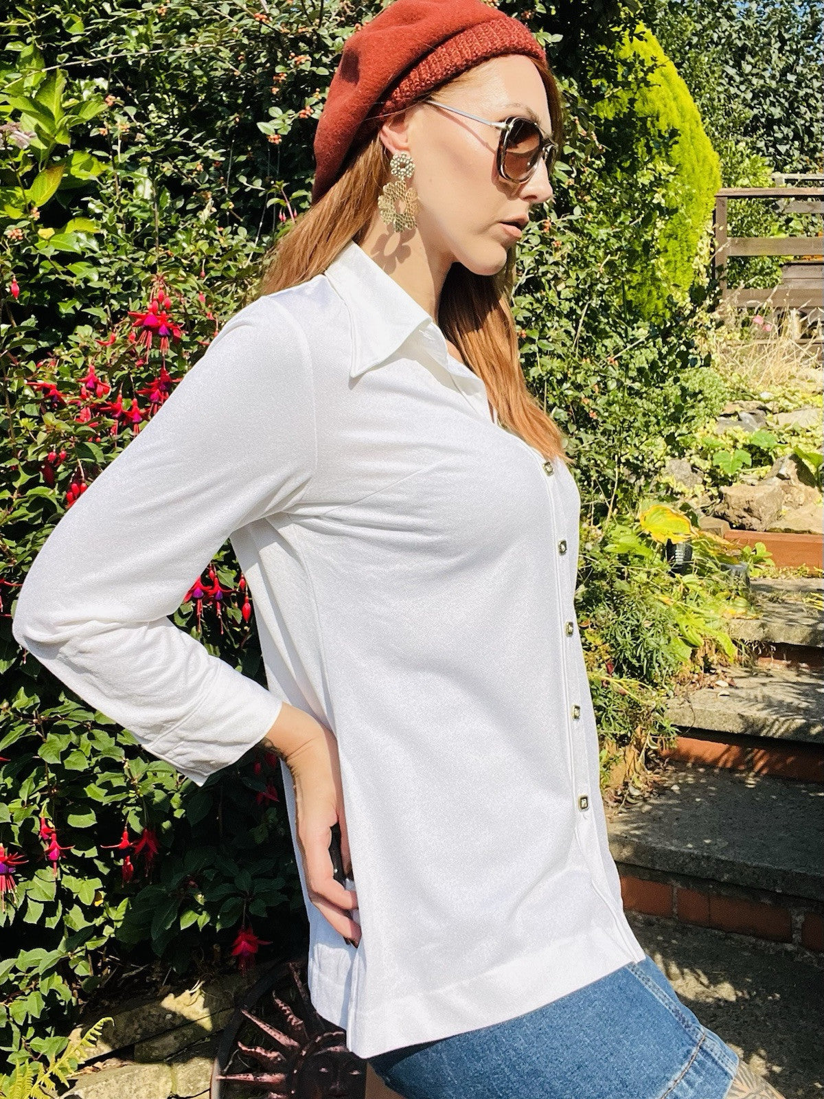 Vintage 1980s Shirt Long Sleeve Blouse With Square Buttons For Office Work 14