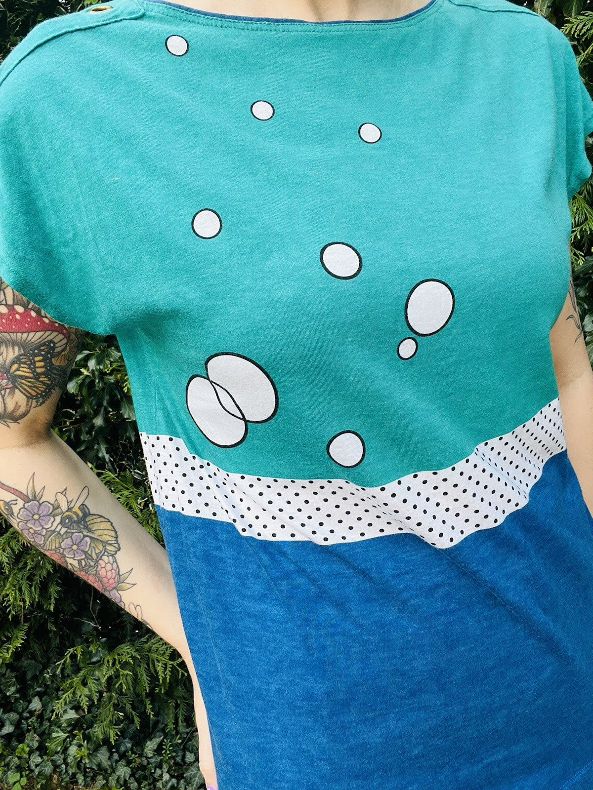 Vintage 1990s Retro T-shirt Abstract Block Colour Bubble Tee Short Sleeve Top 12