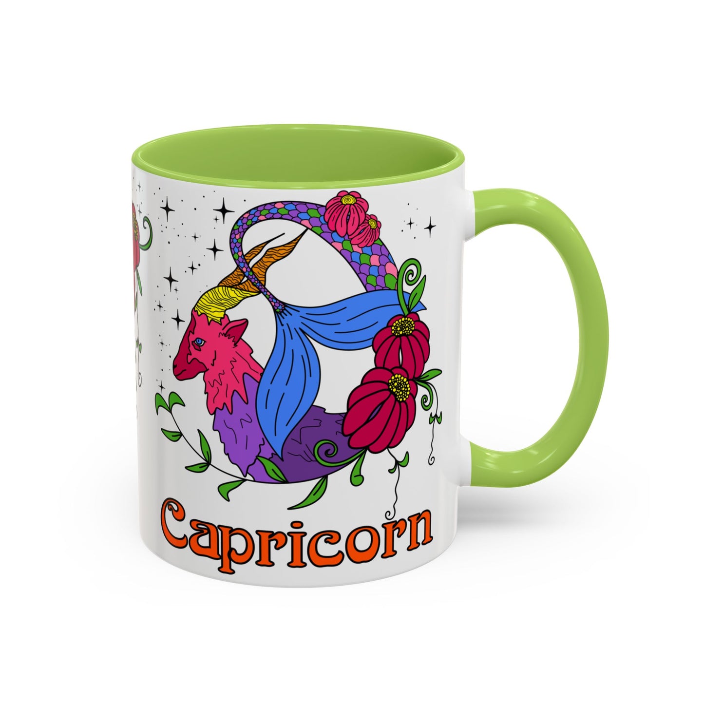 Capricorn star sign mug, Sea goat zodiac astrology coffee cup, Horoscope birthday gift mug, Bold retro colourful Design ceramic mug