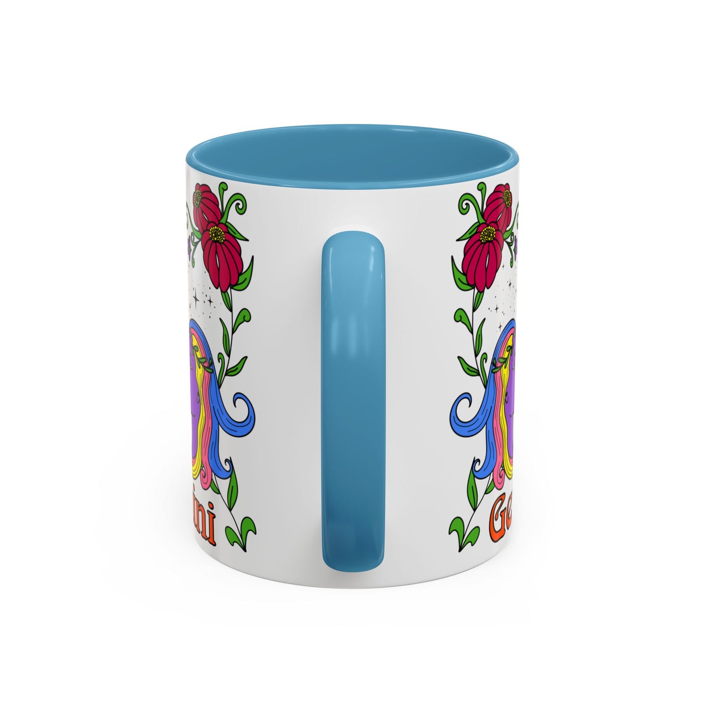 Gemini star sign mug, Twin zodiac astrology coffee cup, Horoscope birthday gift mug, Bold retro colourful Design ceramic mug