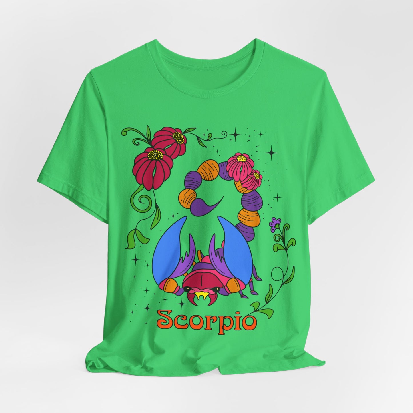 Scorpio star sign T-Shirt, Scorpion zodiac astrology top, Horoscope birthday gift Tee, Bold retro colourful Design tshirt