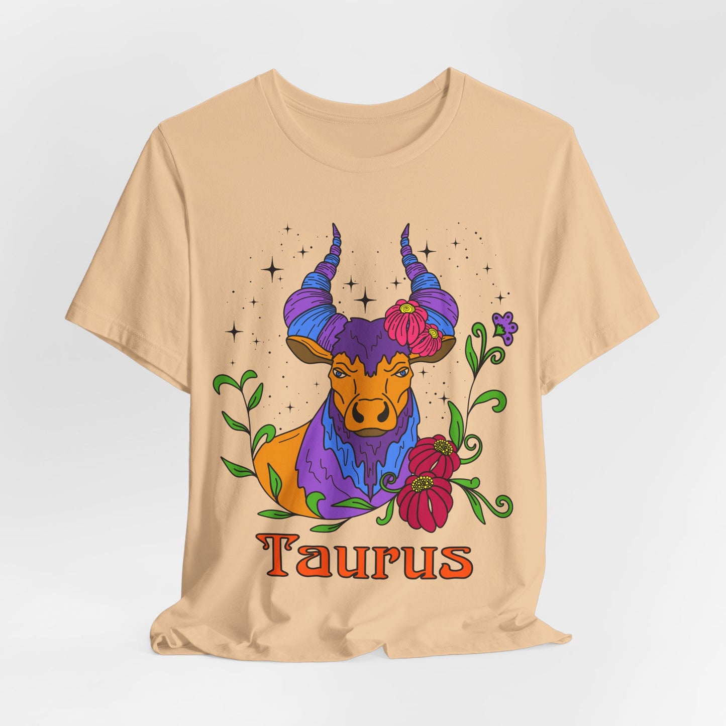 Taurus star sign T-Shirt, Bull zodiac astrology top, Horoscope birthday gift Tee, Bold retro colourful Design tshirt