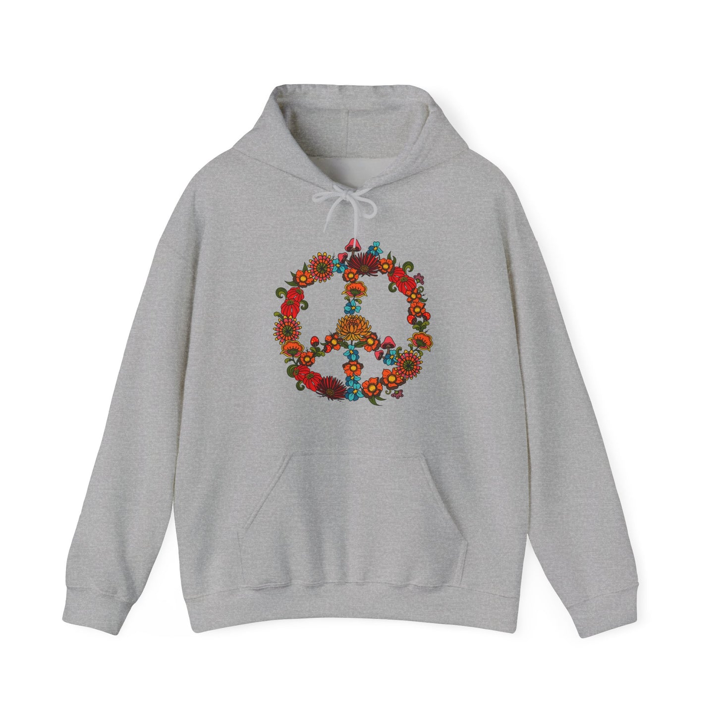 Hippie Peace Sign hoodie jumper, Retro Floral 60s 70s sweater, Colourful CND flower power sweatshirt top