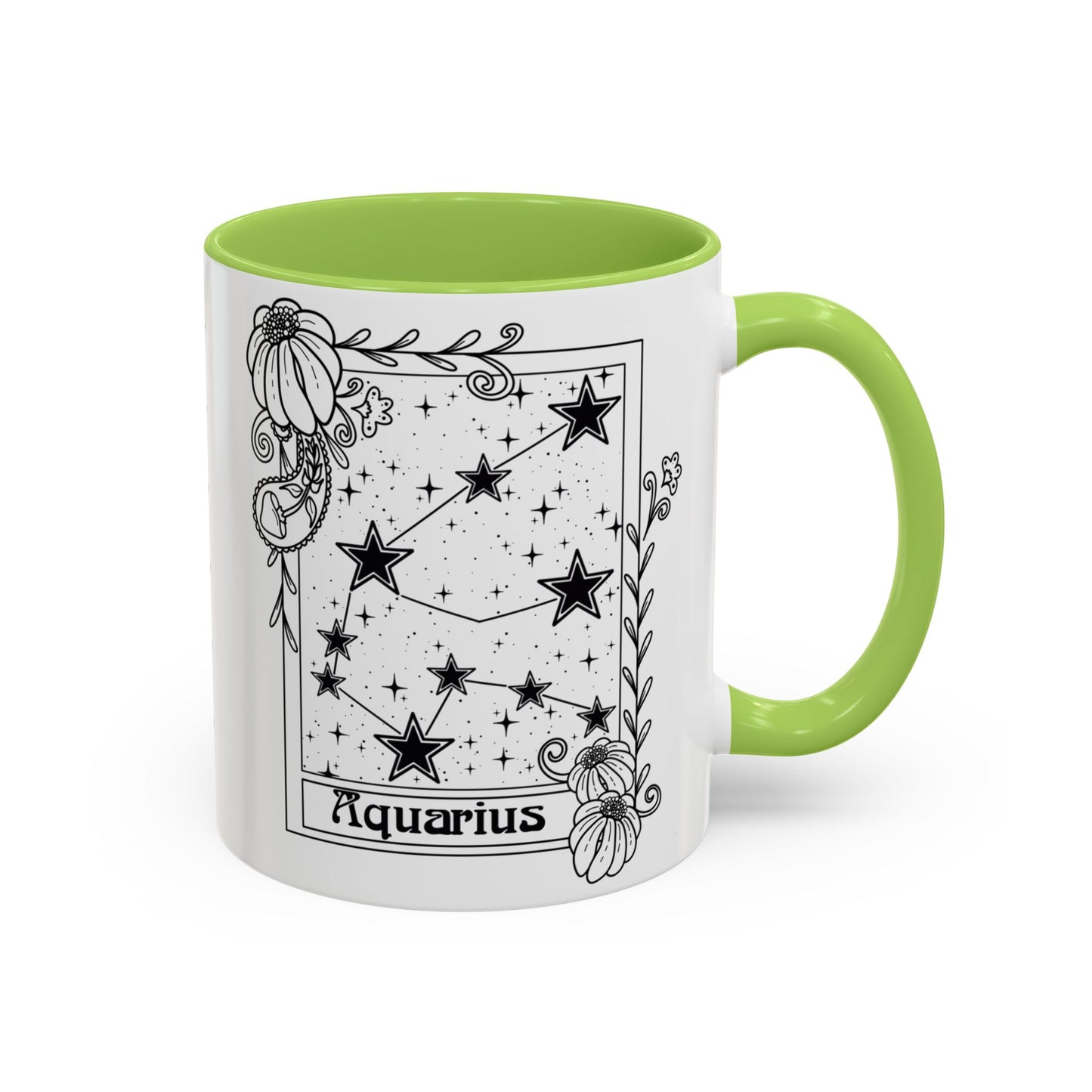 Aquarius Constellation mug, Zodiac astrology coffee cup, Horoscope birthday gift mug, Star sign tarot card ceramic mug
