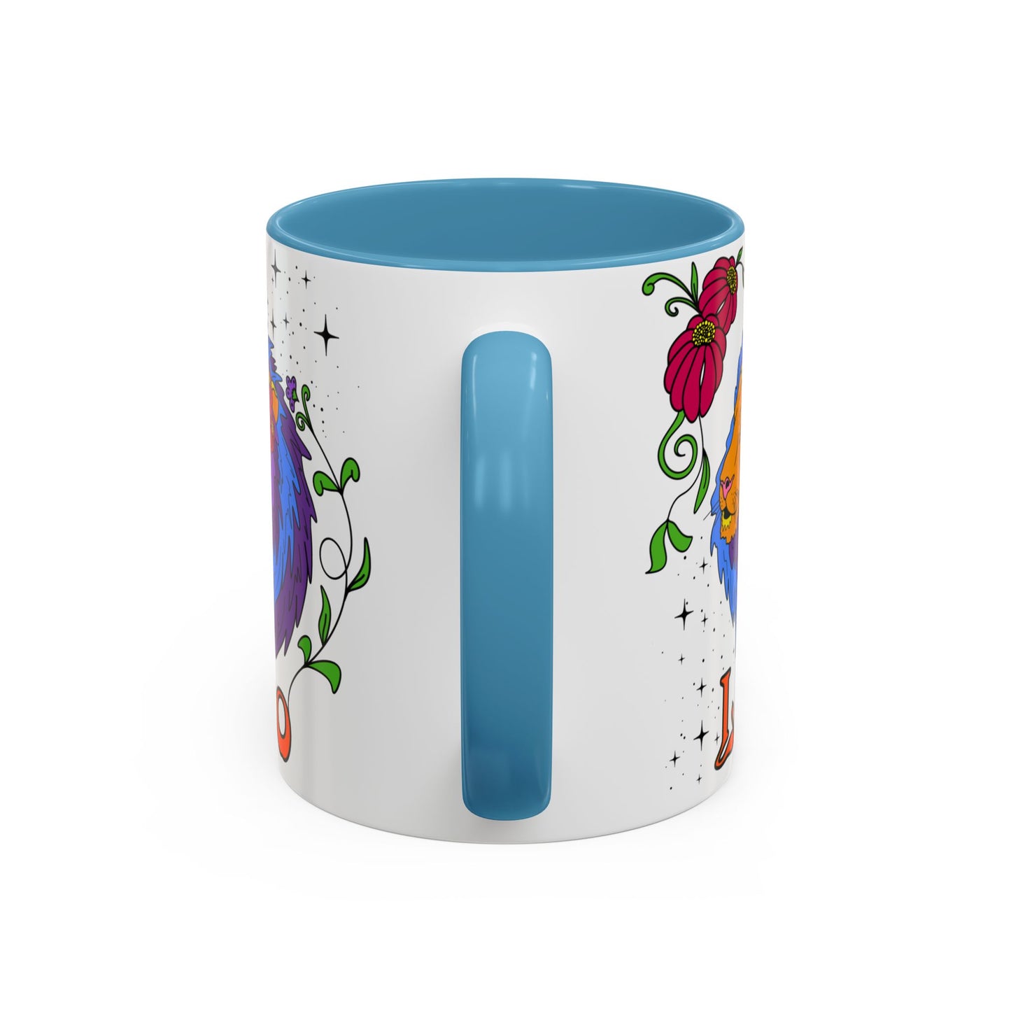 Leo star sign mug, Lion zodiac astrology coffee cup, Horoscope birthday gift mug, Bold retro colourful Design ceramic mug
