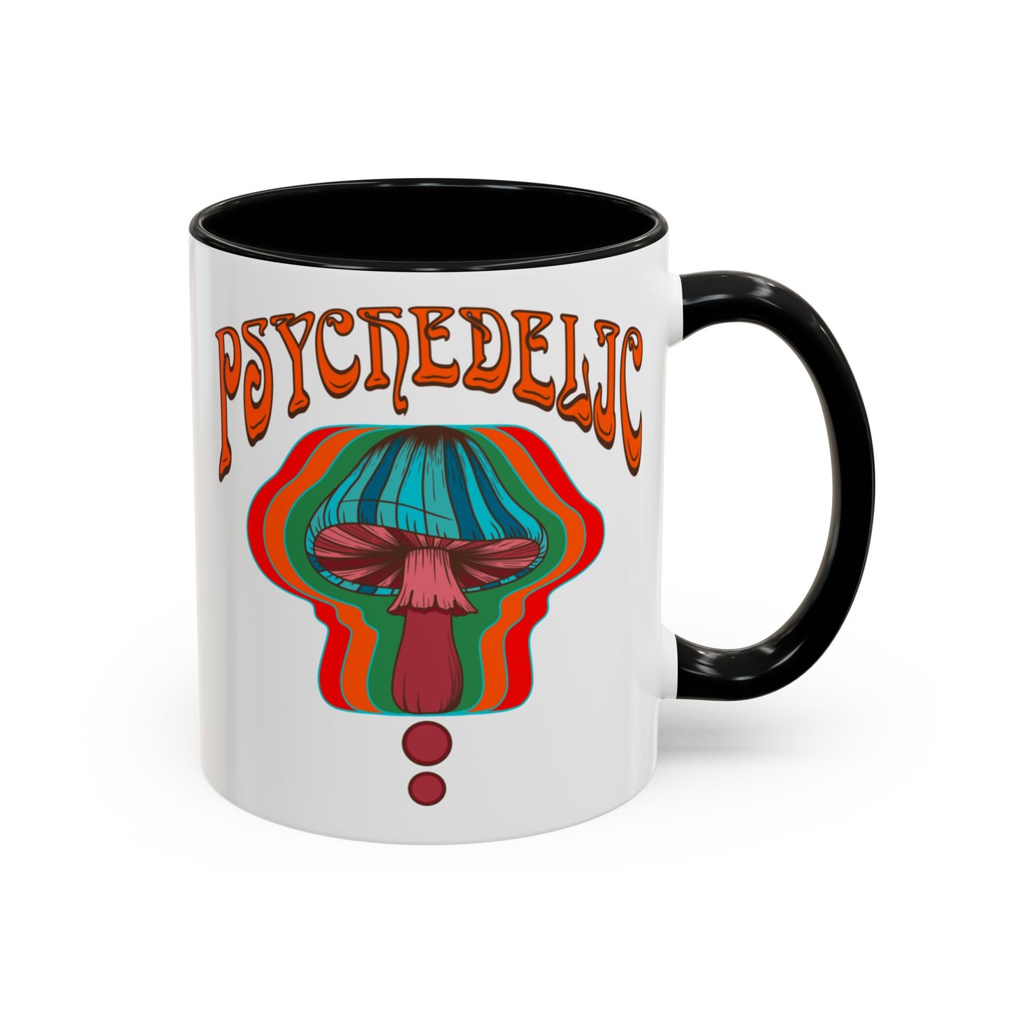Trippy mushroom mug, hippie retro 60s 70s tea and coffee mug, Psychedelic ceramic drink cup