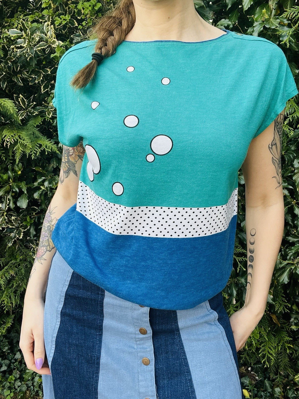 Vintage 1990s Retro T-shirt Abstract Block Colour Bubble Tee Short Sleeve Top 12