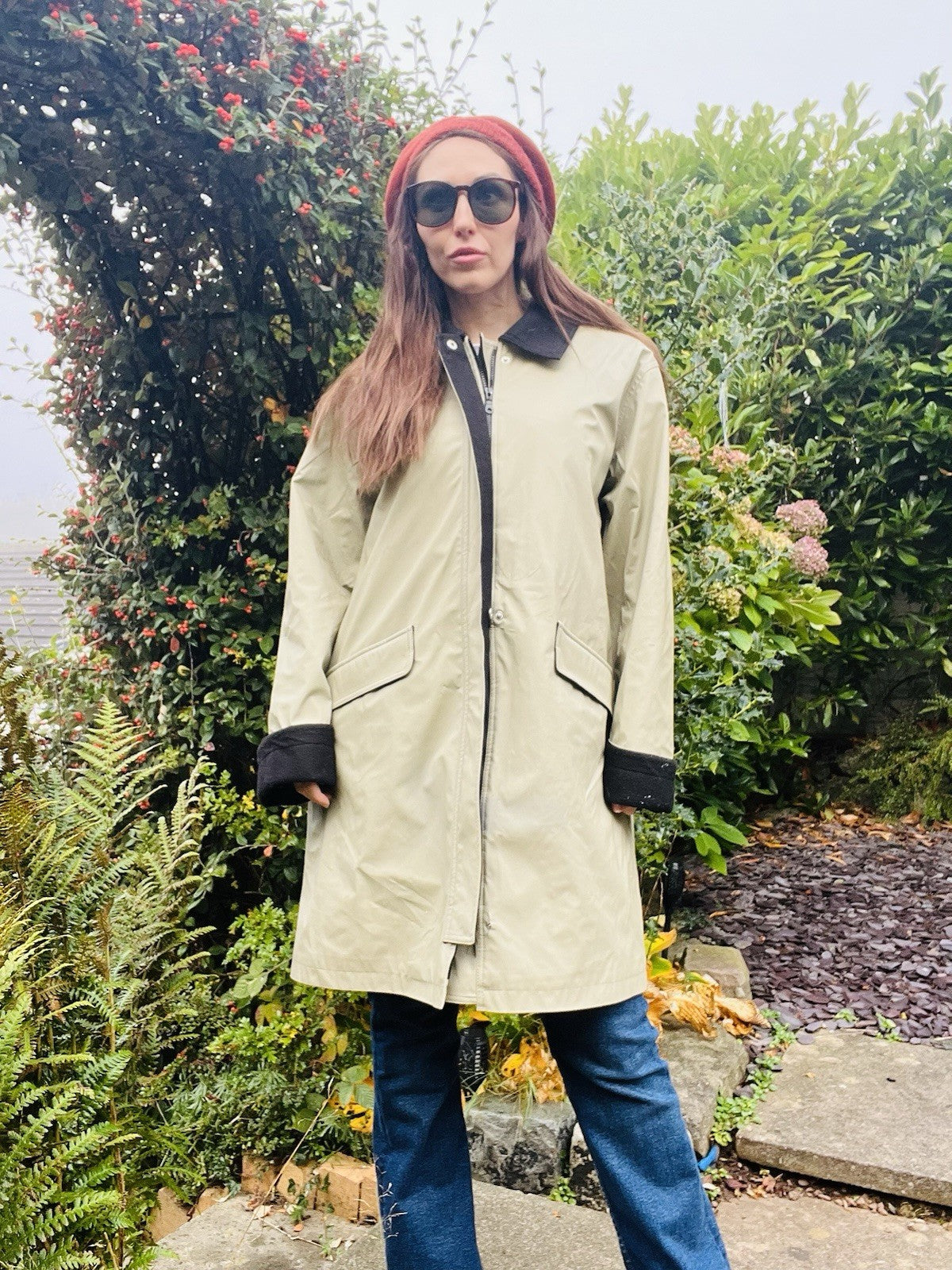 Vintage 80s Warm Coat By Dennis Basso Long Winter Jacket Beige Size L 16-18