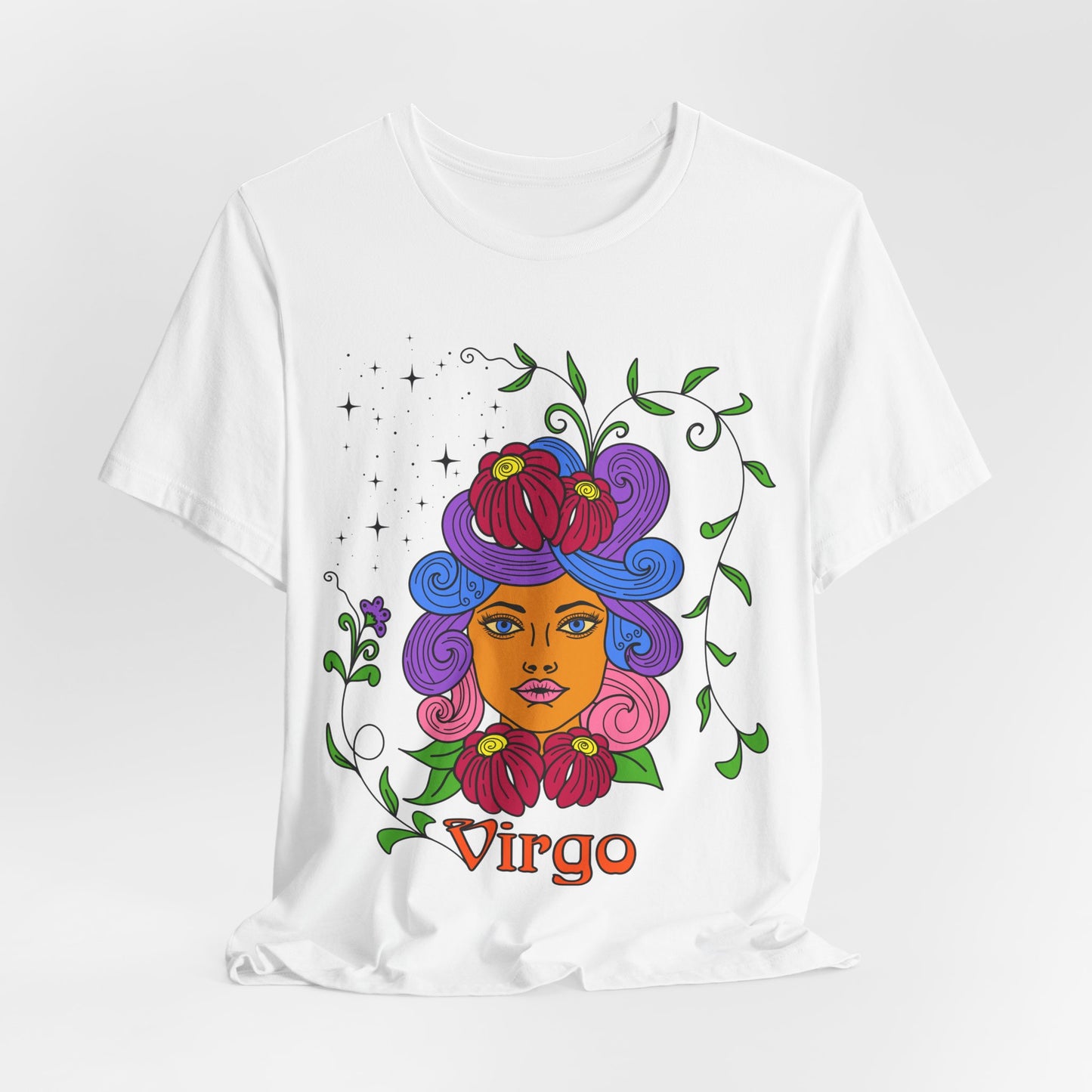 Virgo star sign T-Shirt, Maiden zodiac astrology top, Horoscope birthday gift Tee, Bold retro colourful Design tshirt