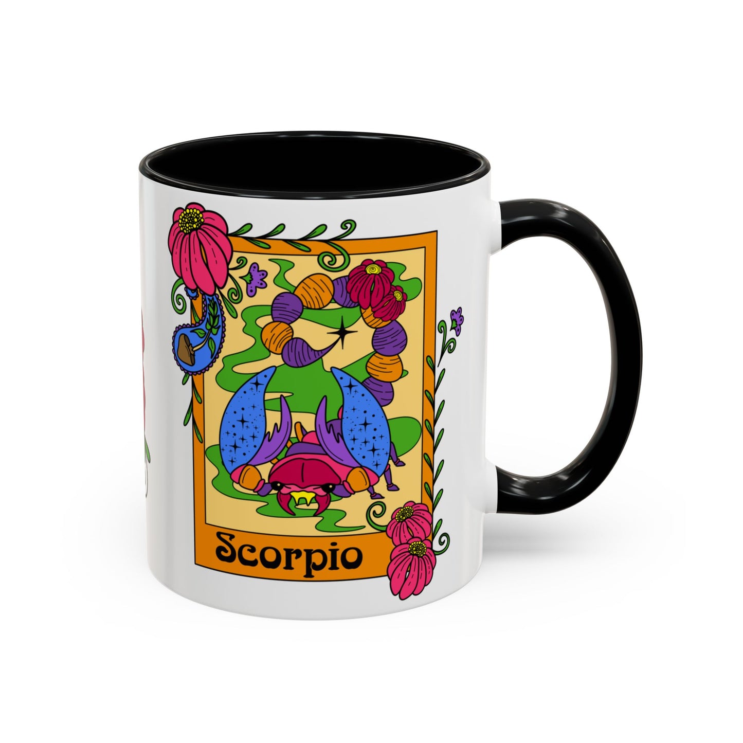 Scorpio star sign mug, Scorpion zodiac astrology coffee cup, Horoscope birthday gift mug, Bold retro colourful Design ceramic mug