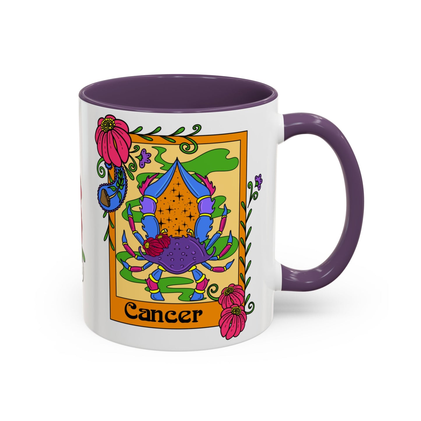 Cancer star sign mug, Crab zodiac astrology coffee cup, Horoscope birthday gift mug, Bold retro colourful Design ceramic mug