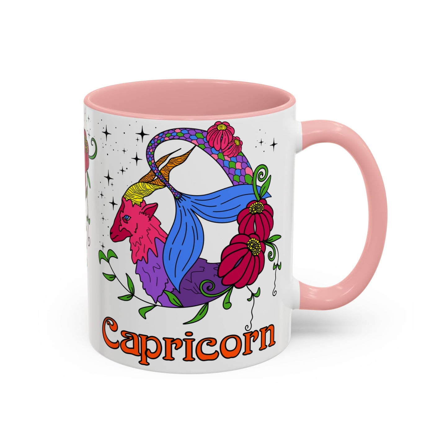 Capricorn star sign mug, Sea goat zodiac astrology coffee cup, Horoscope birthday gift mug, Bold retro colourful Design ceramic mug