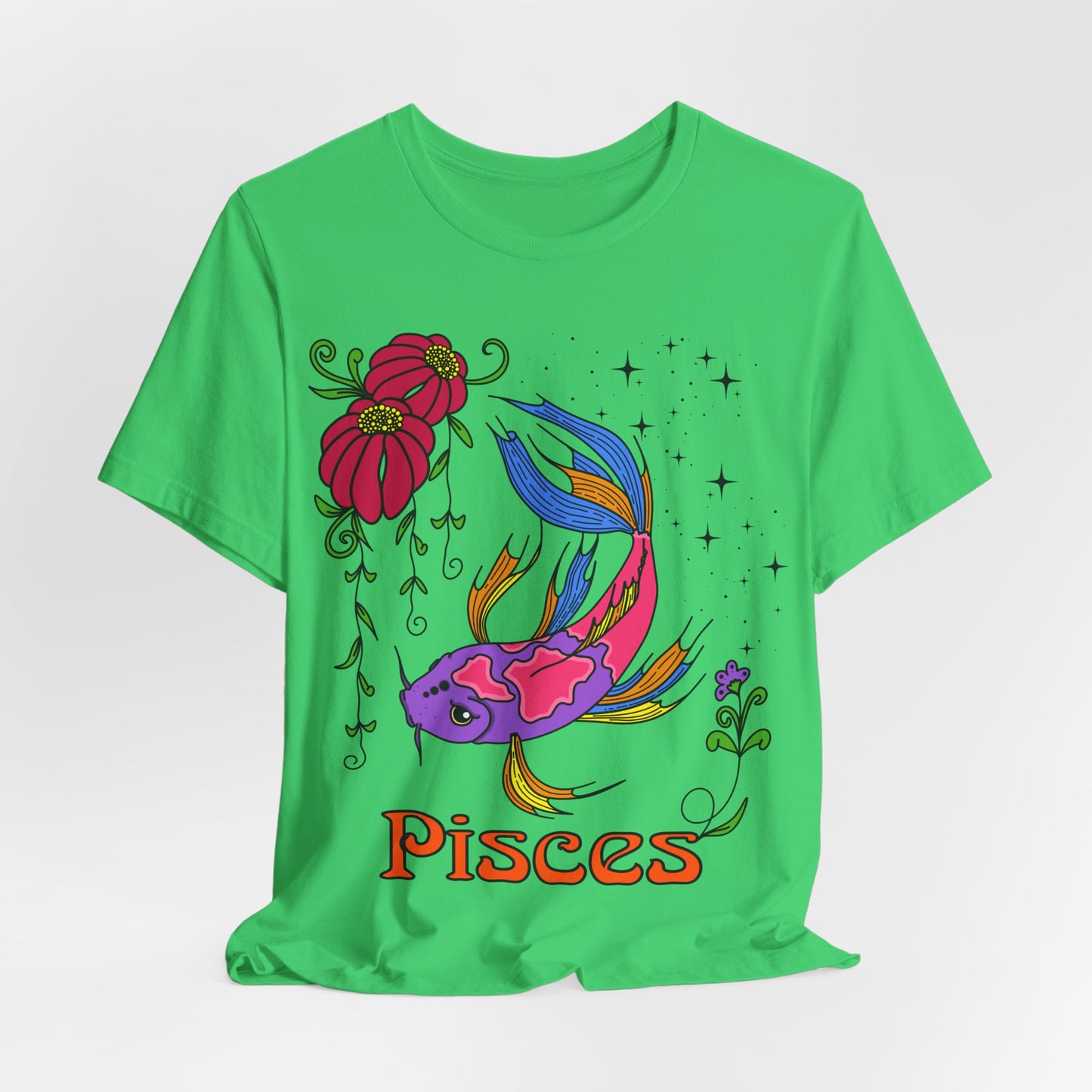 Pisces star sign T-Shirt, Fish zodiac astrology top, Horoscope birthday gift Tee, Bold retro colourful Design tshirt