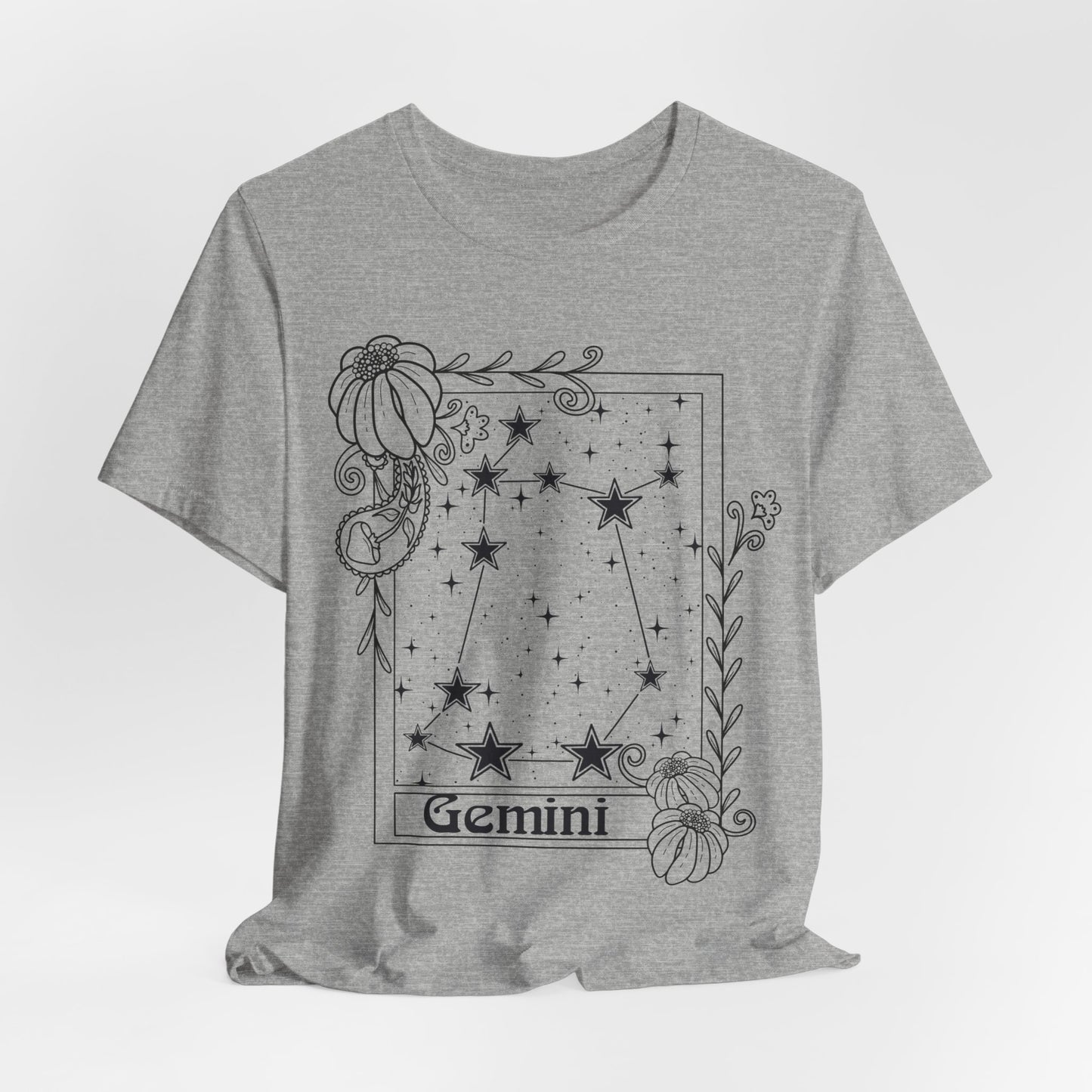 Gemini Constellation T-Shirt, Zodiac astrology top, Horoscope birthday gift Tee, Star sign tarot card design tshirt
