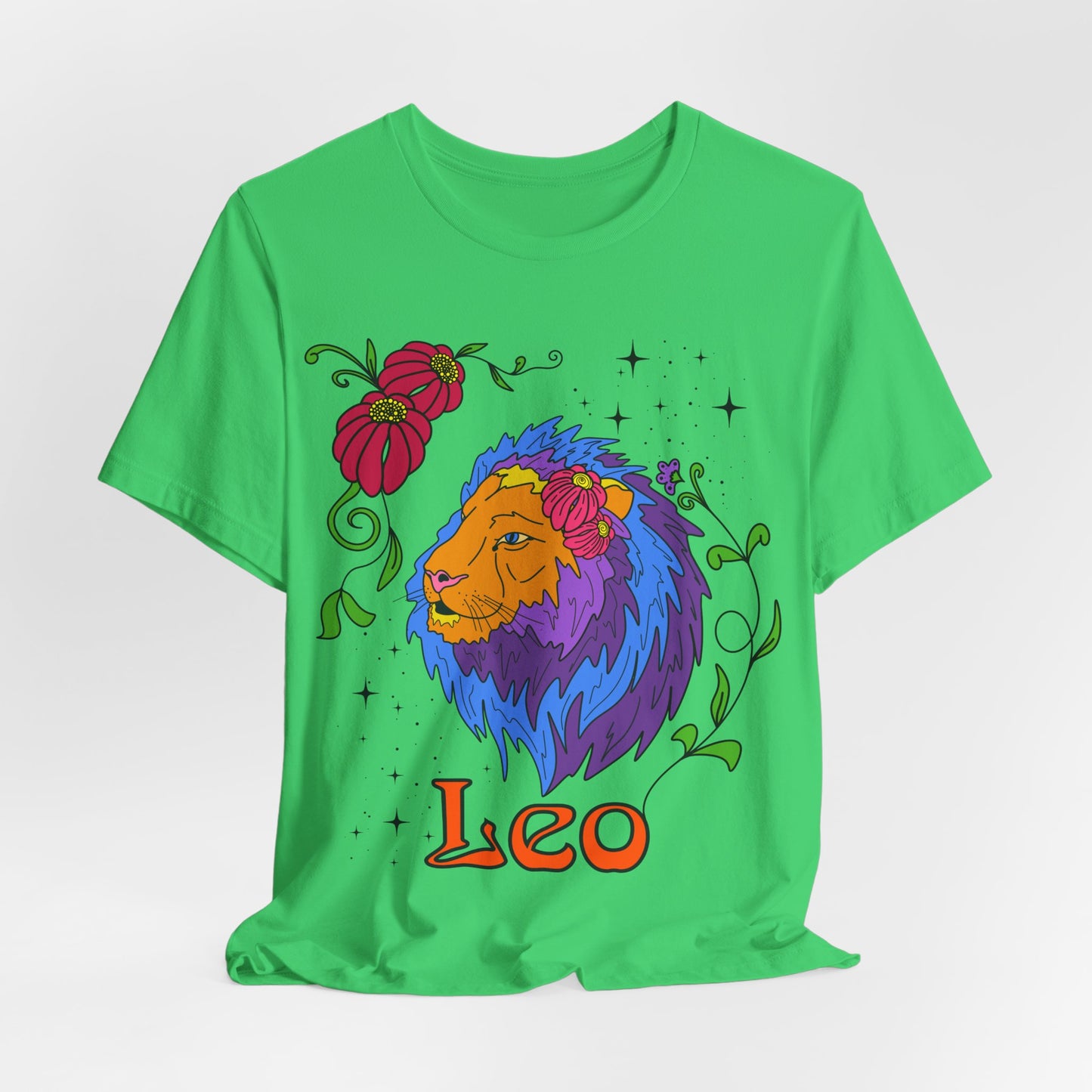 Leo star sign T-Shirt, Lion zodiac astrology top, Horoscope birthday gift Tee, Bold retro colourful Design tshirt