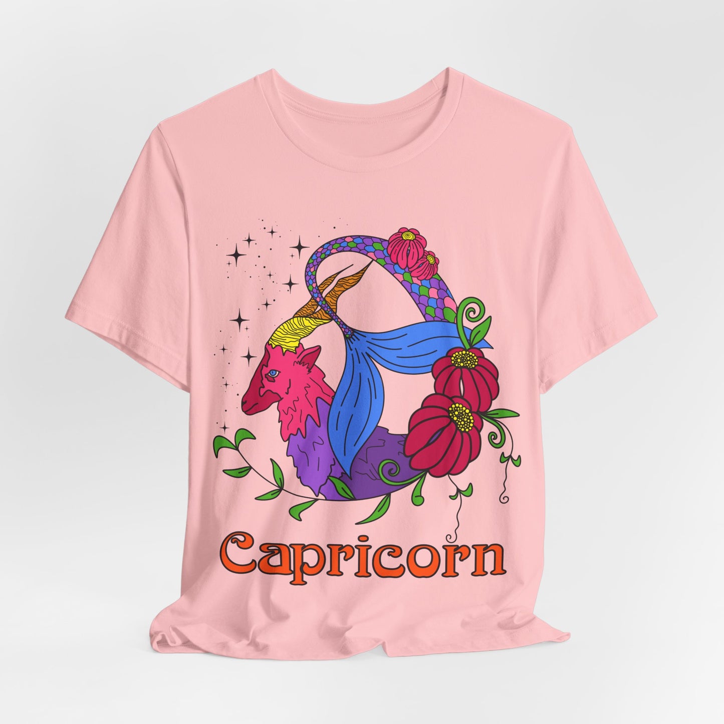 Capricorn star sign T-Shirt, Sea goat zodiac astrology top, Horoscope birthday gift Tee, Bold retro colourful Design tshirt