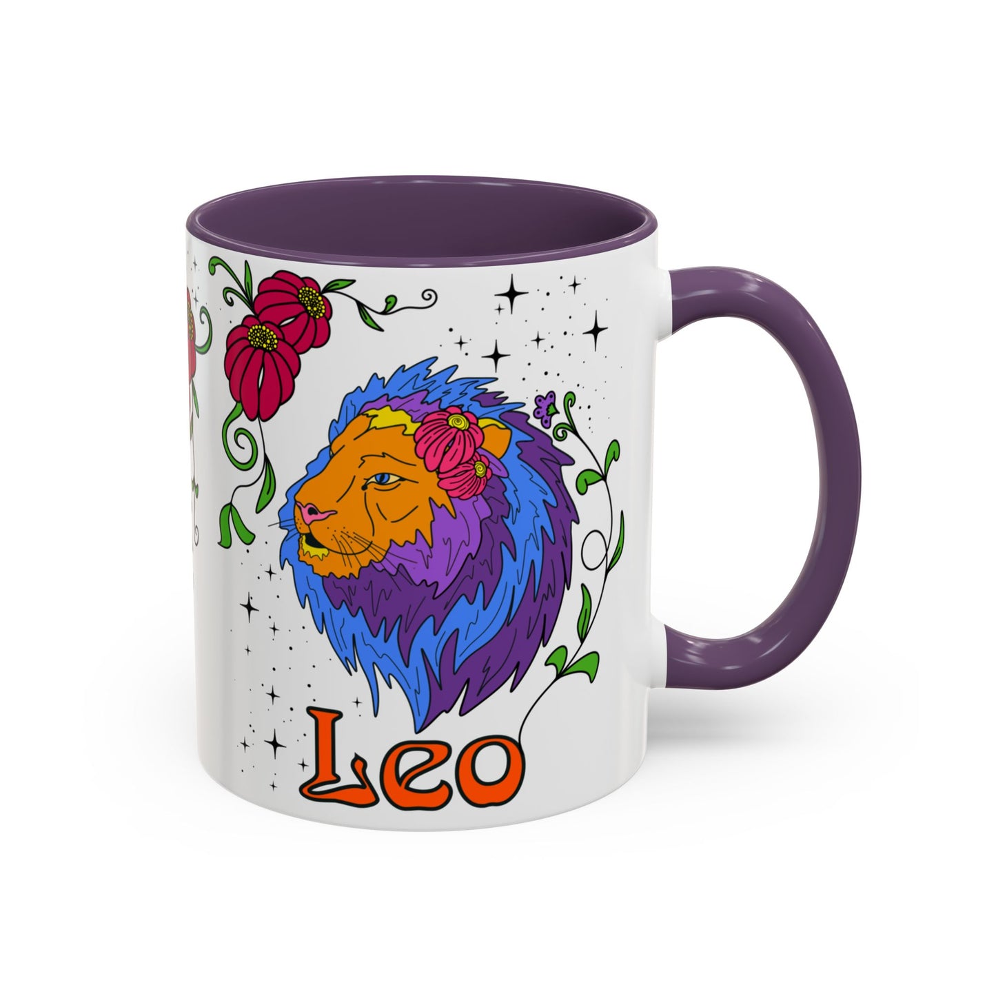 Leo star sign mug, Lion zodiac astrology coffee cup, Horoscope birthday gift mug, Bold retro colourful Design ceramic mug