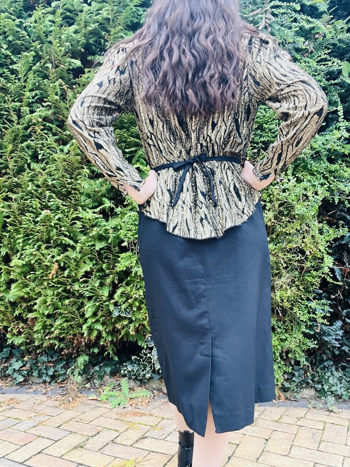 Vintage 1980s Peplum Dress, Retro 80s Belted Waist Sparkly Top By Ricki Renee 14