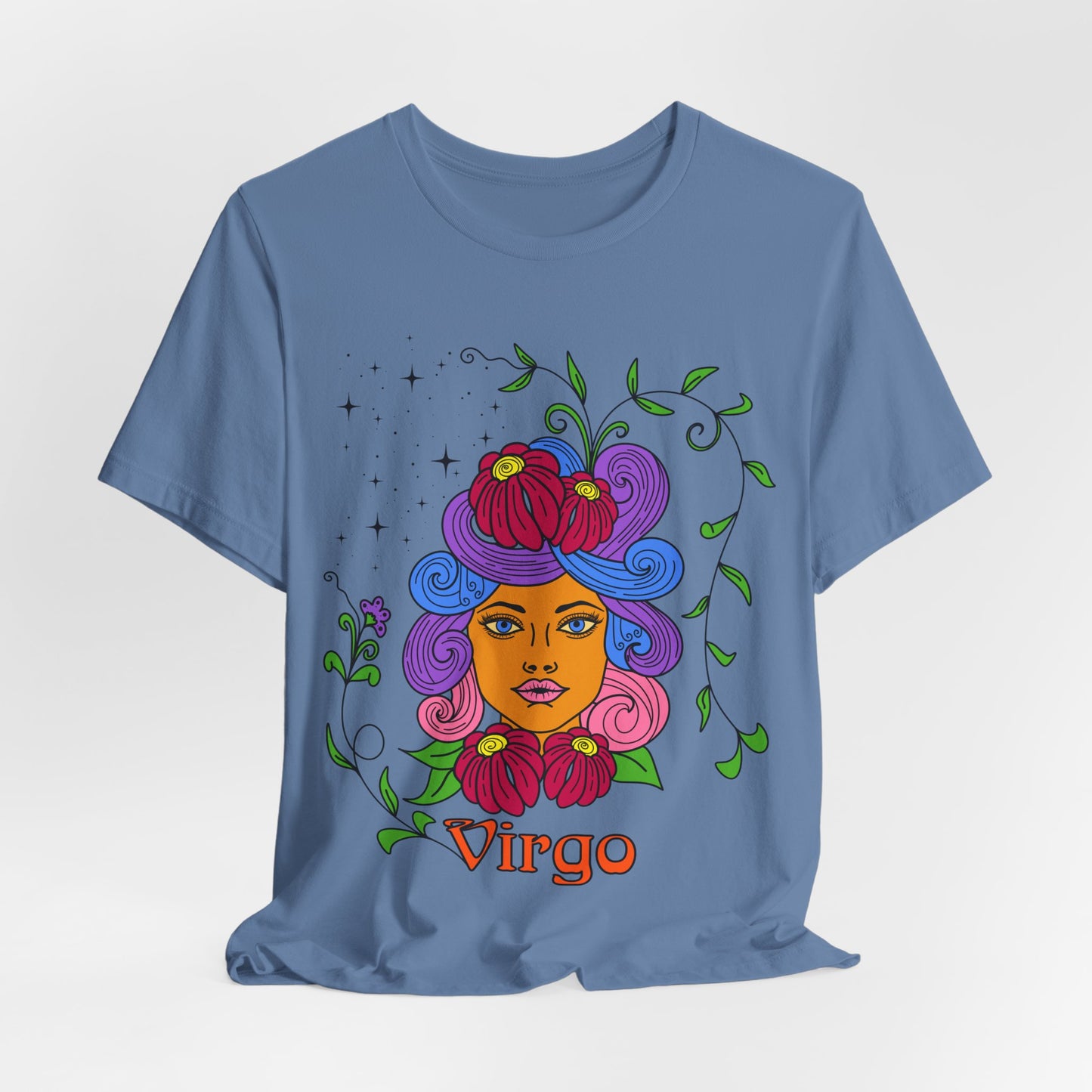 Virgo star sign T-Shirt, Maiden zodiac astrology top, Horoscope birthday gift Tee, Bold retro colourful Design tshirt