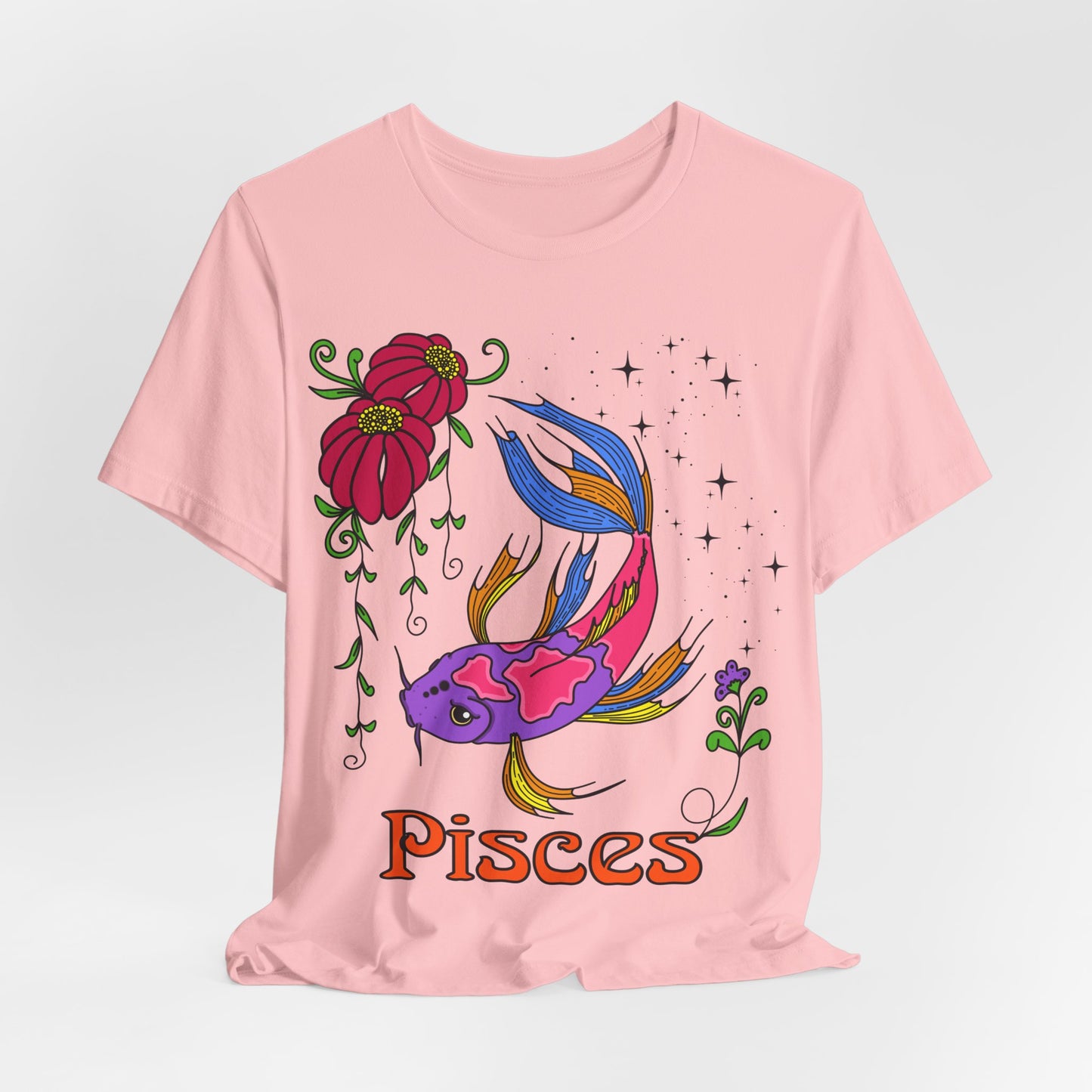 Pisces star sign T-Shirt, Fish zodiac astrology top, Horoscope birthday gift Tee, Bold retro colourful Design tshirt