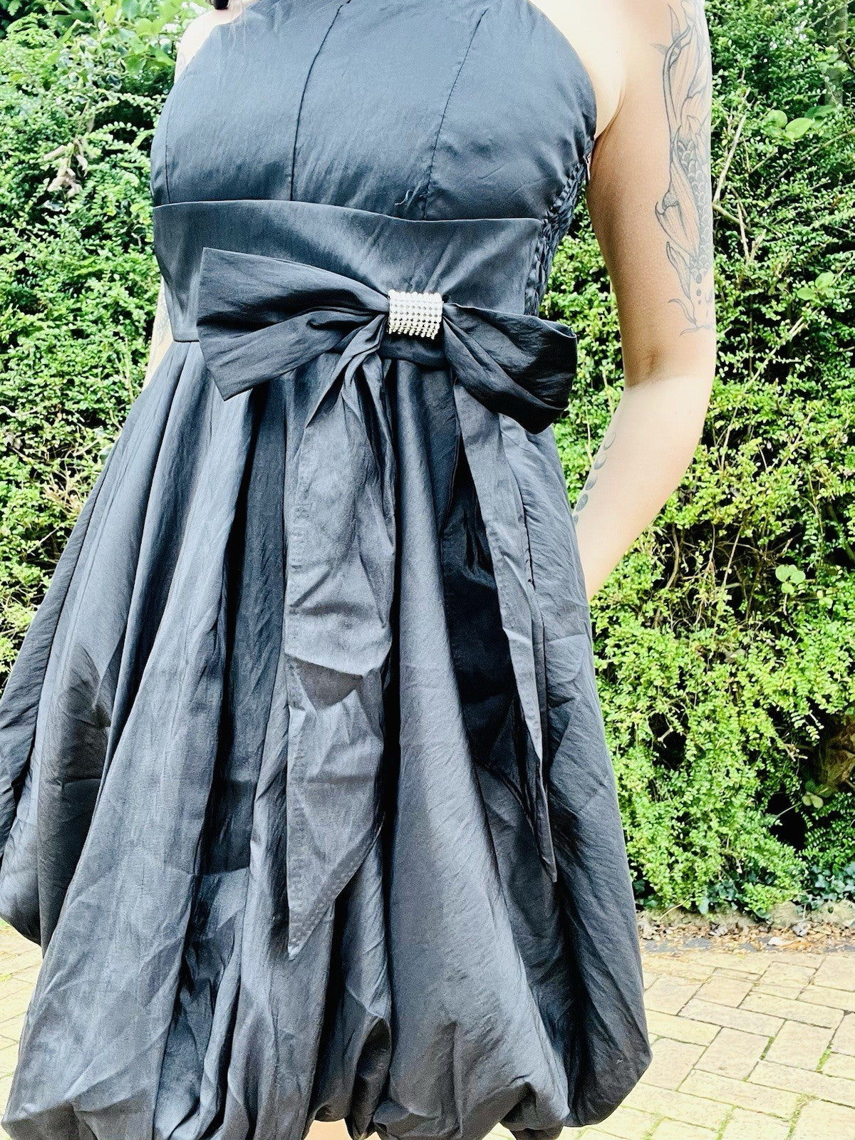 Vintage Y2K Puffball Dress, Strappy Little Black Dress With Puff Ball Skirt 10