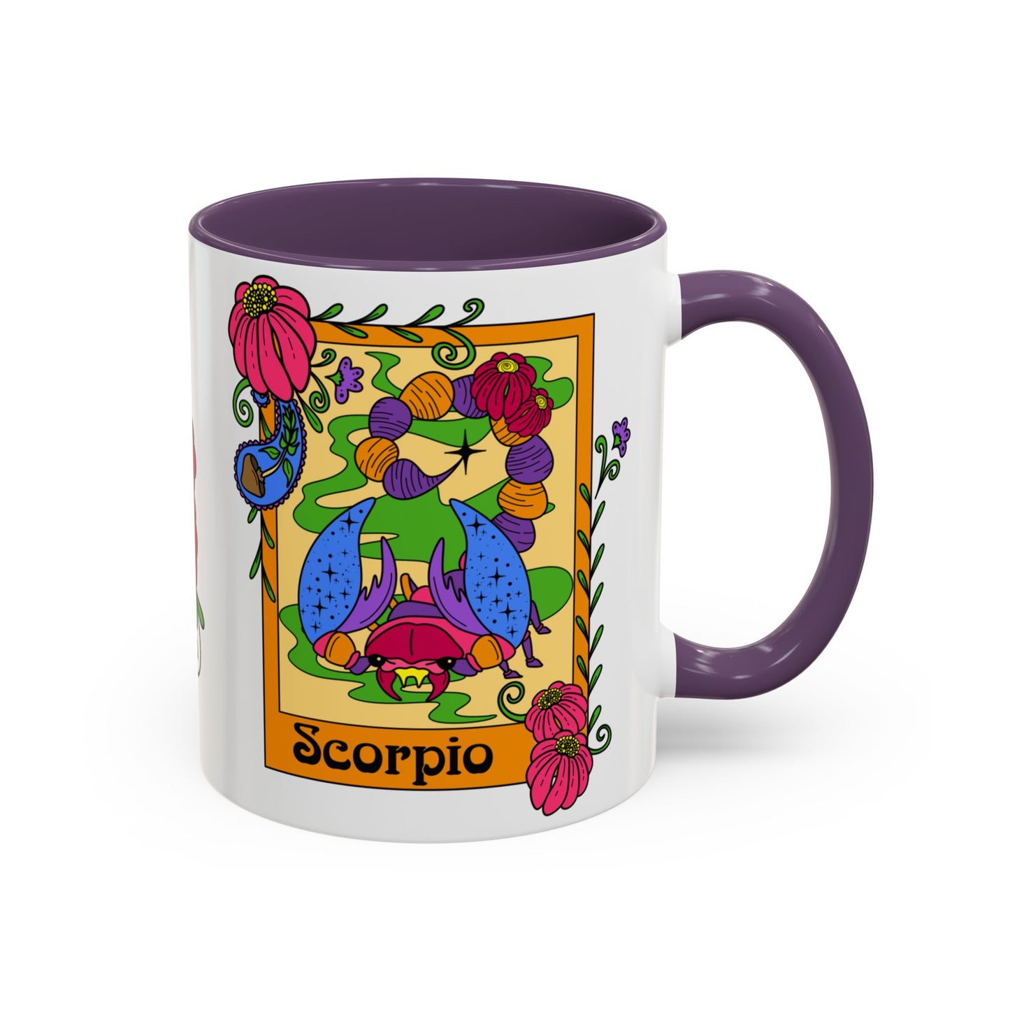 Scorpio star sign mug, Scorpion zodiac astrology coffee cup, Horoscope birthday gift mug, Bold retro colourful Design ceramic mug