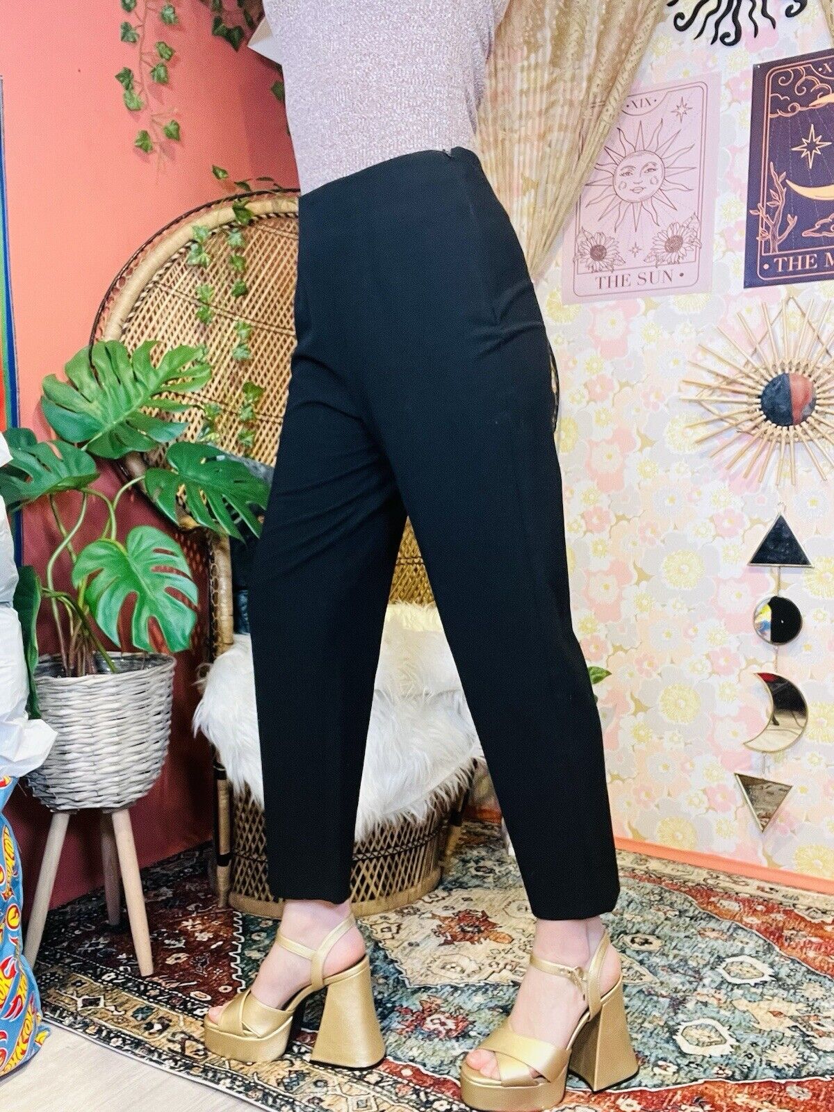 Vintage 80s Work Trousers By Berkertex Tailored Tapered Cropped Leg Black 12