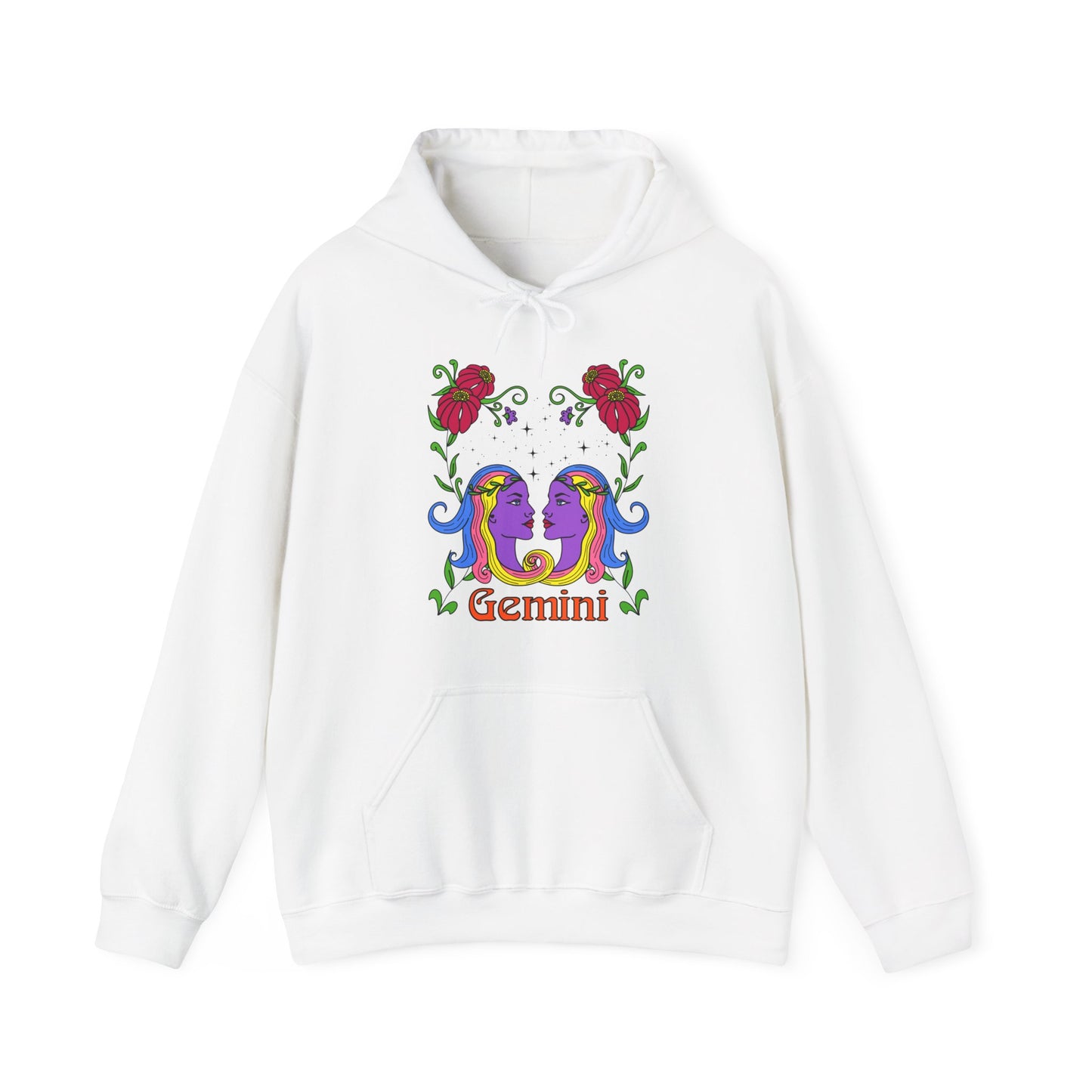 Gemini star sign Hoodie, Twins zodiac astrology Jumper, Horoscope birthday gift sweatshirt, Bold retro colourful Design top