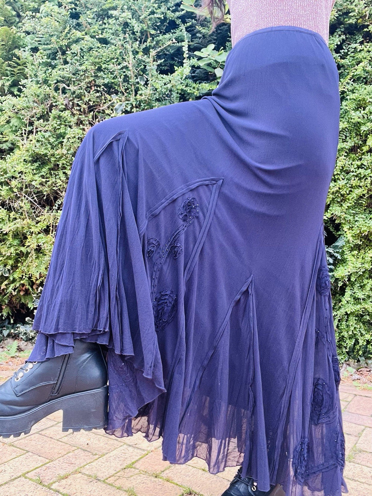 Vintage Y2K Maxi Skirt By Per Una, Whimsigoth Frilly Long Purple Skirt - Size 10