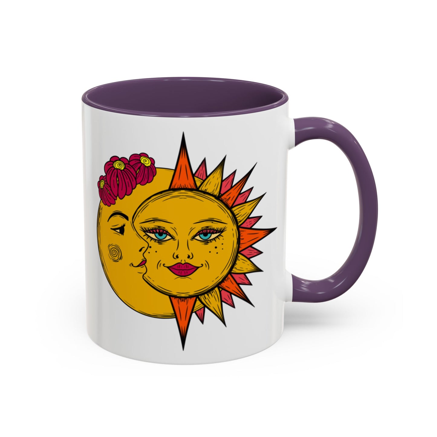 Sun and moon mug, celestial astrology coffee cup, whimsical gift teacup, bohemian ceramic mug