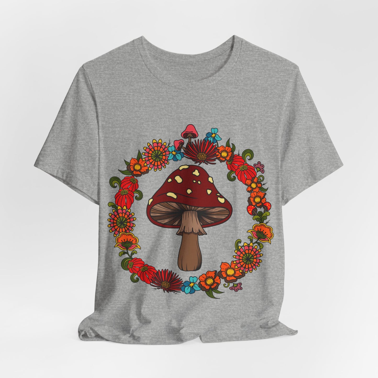 Hippie Floral Mushroom Tshirt, Boho 60s 70s Style top, Retro flower Power Festival Tee