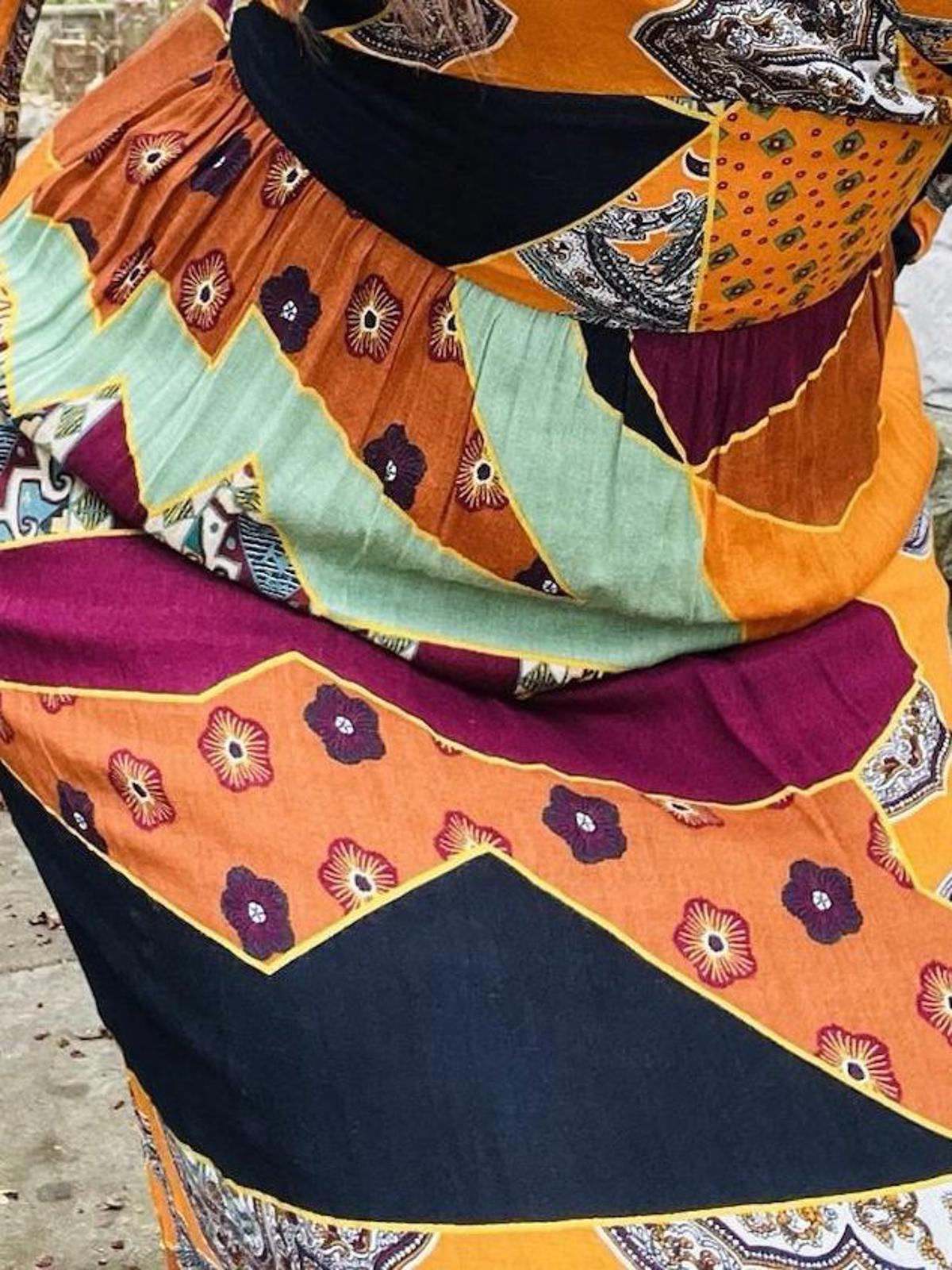 Long Sleeved Maxi Dress By Reserved Size 8 to 10 Orange Boho Hippie Retro Style